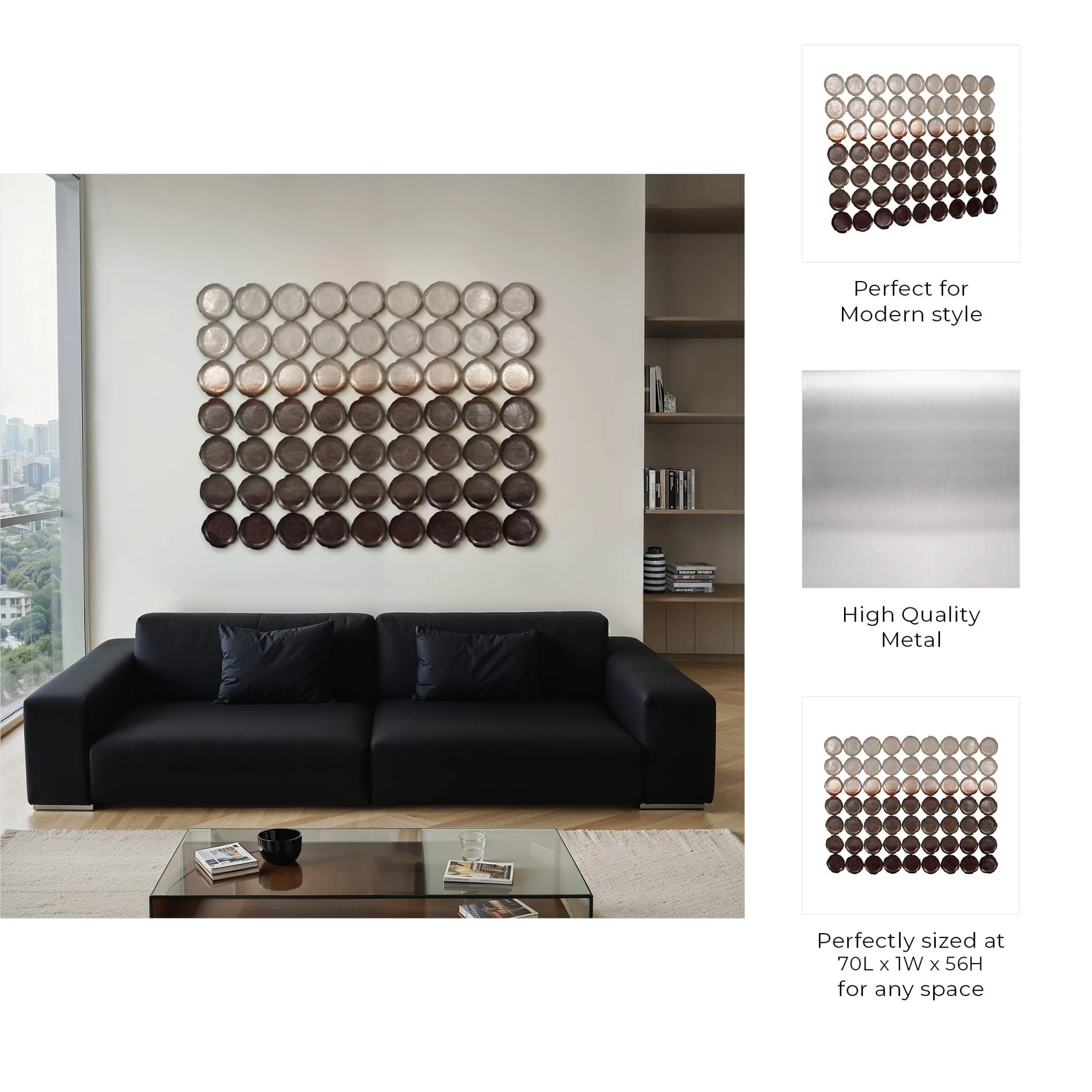 70x56 Metallic Ombre Wall Decor, Multi - Image 8