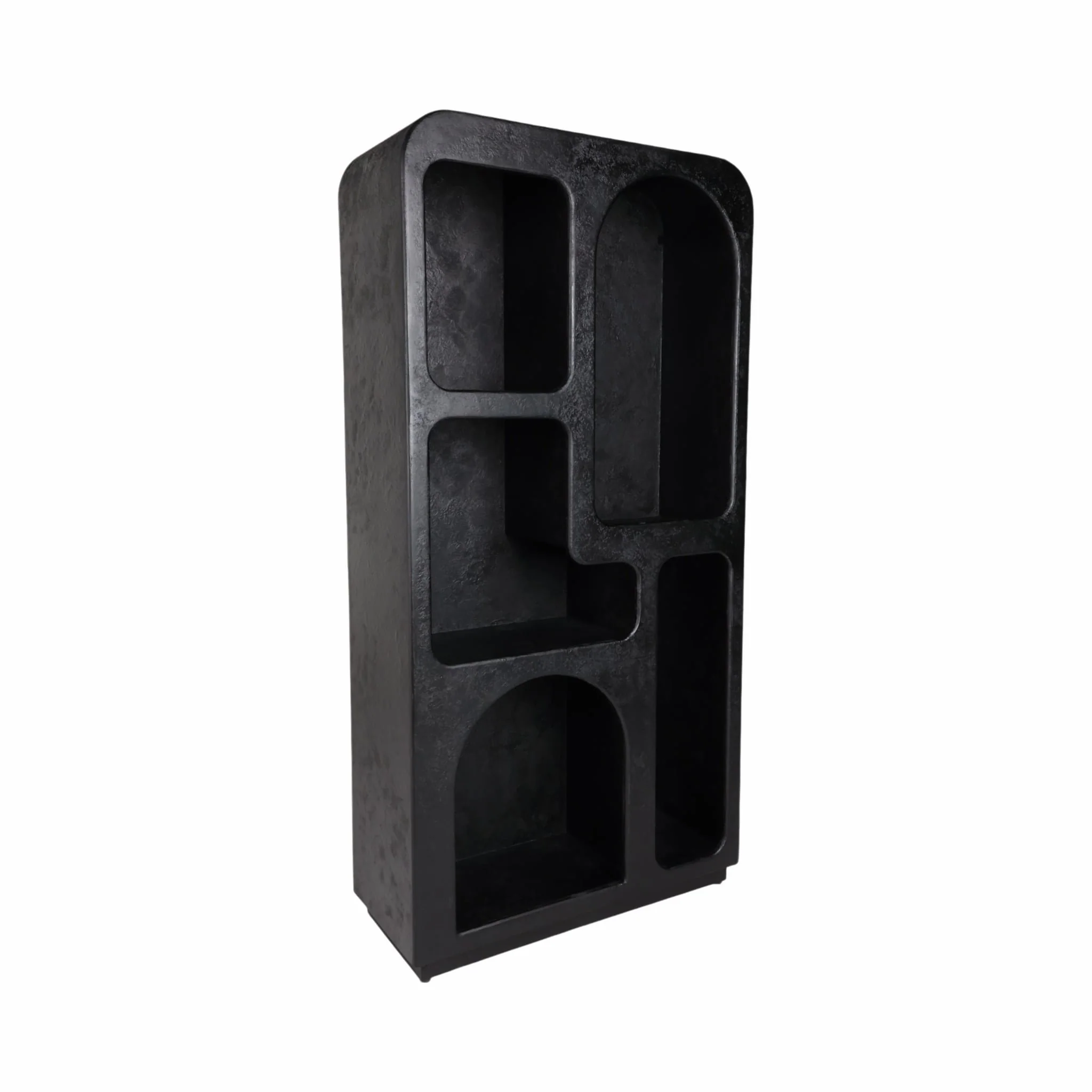 71" Open Cut-out Textured Bookshelf, Black - Image 2