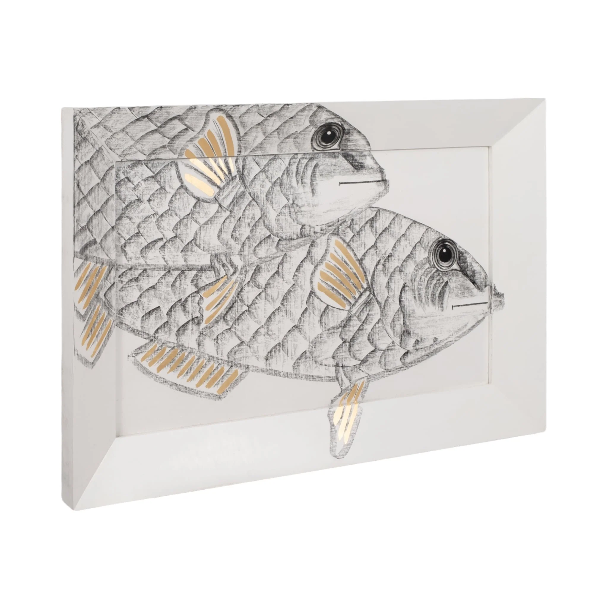 71x47 Hand Painted Keep Swimming, White/black - Image 2