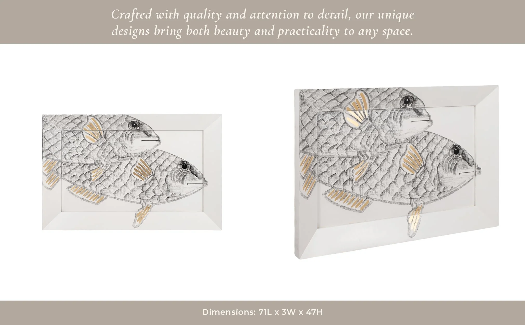 71x47 Hand Painted Keep Swimming, White/black - Image 9