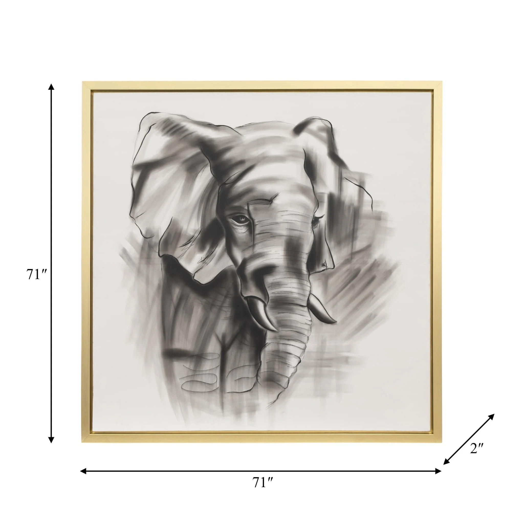 71x71, Hand Painted Elephant Beauty, Gray/wht - Image 7