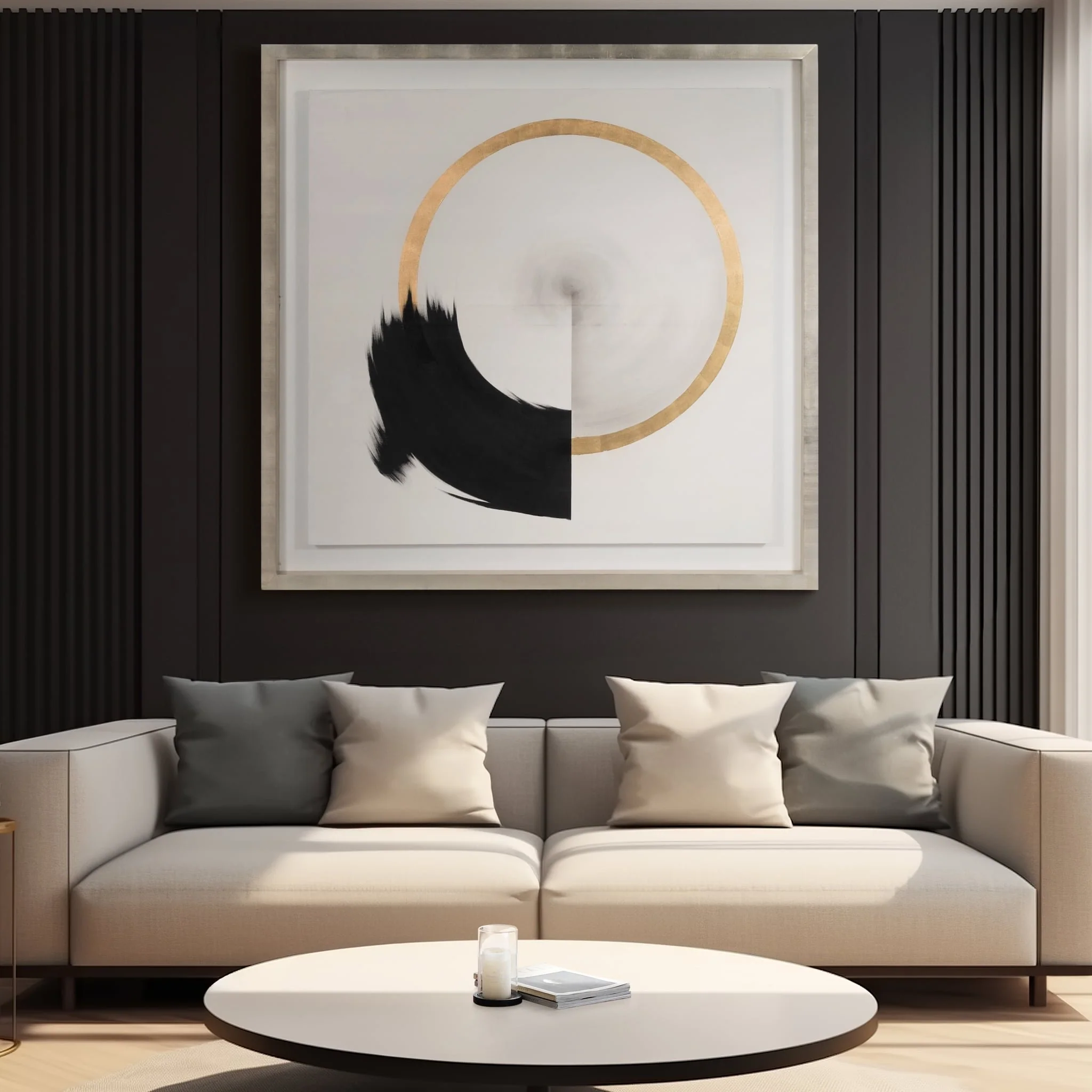 71x71 Hand Painted Fan Circle, White - Image 9