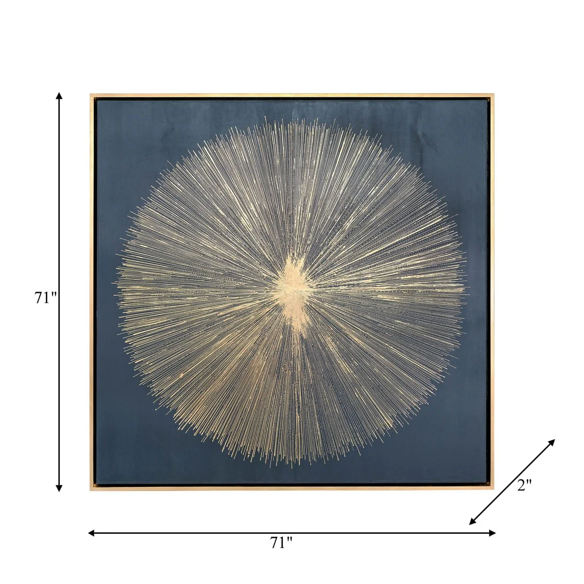 71x71, Hand Painted Shining Gold Leaf Canvas, Blk - Image 7