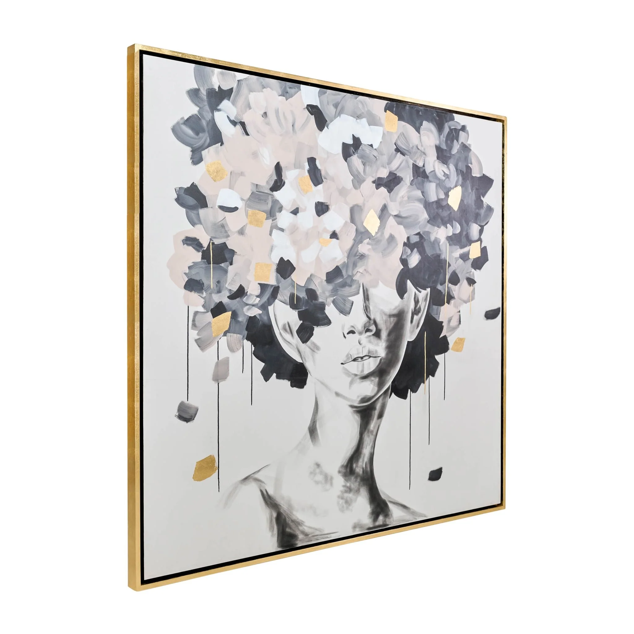 71x71, Hand Pntd Idyll Woman Gld Leaf Canvas,multi - Image 2