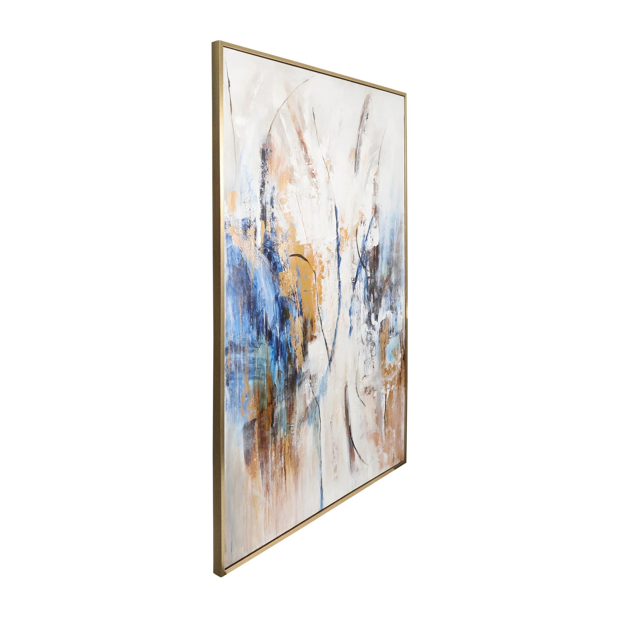 74x50  Framed Hand Painted Abstract Canvas, Multi - Image 2