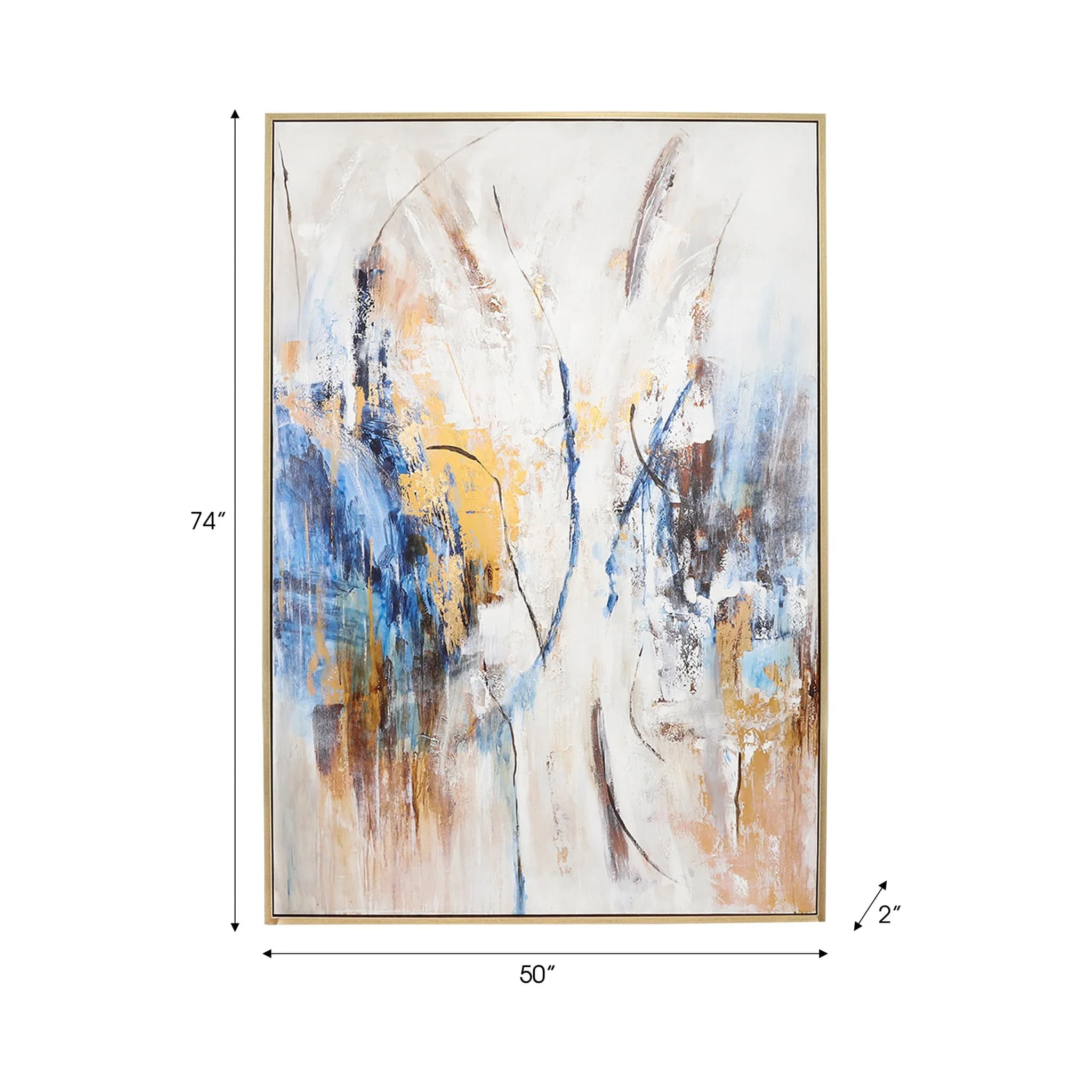74x50  Framed Hand Painted Abstract Canvas, Multi - Image 8