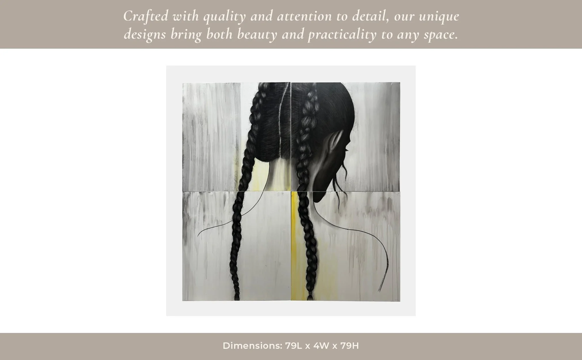 79x79, S/4 Hand Painted Double Braided Girl, Multi - Image 2
