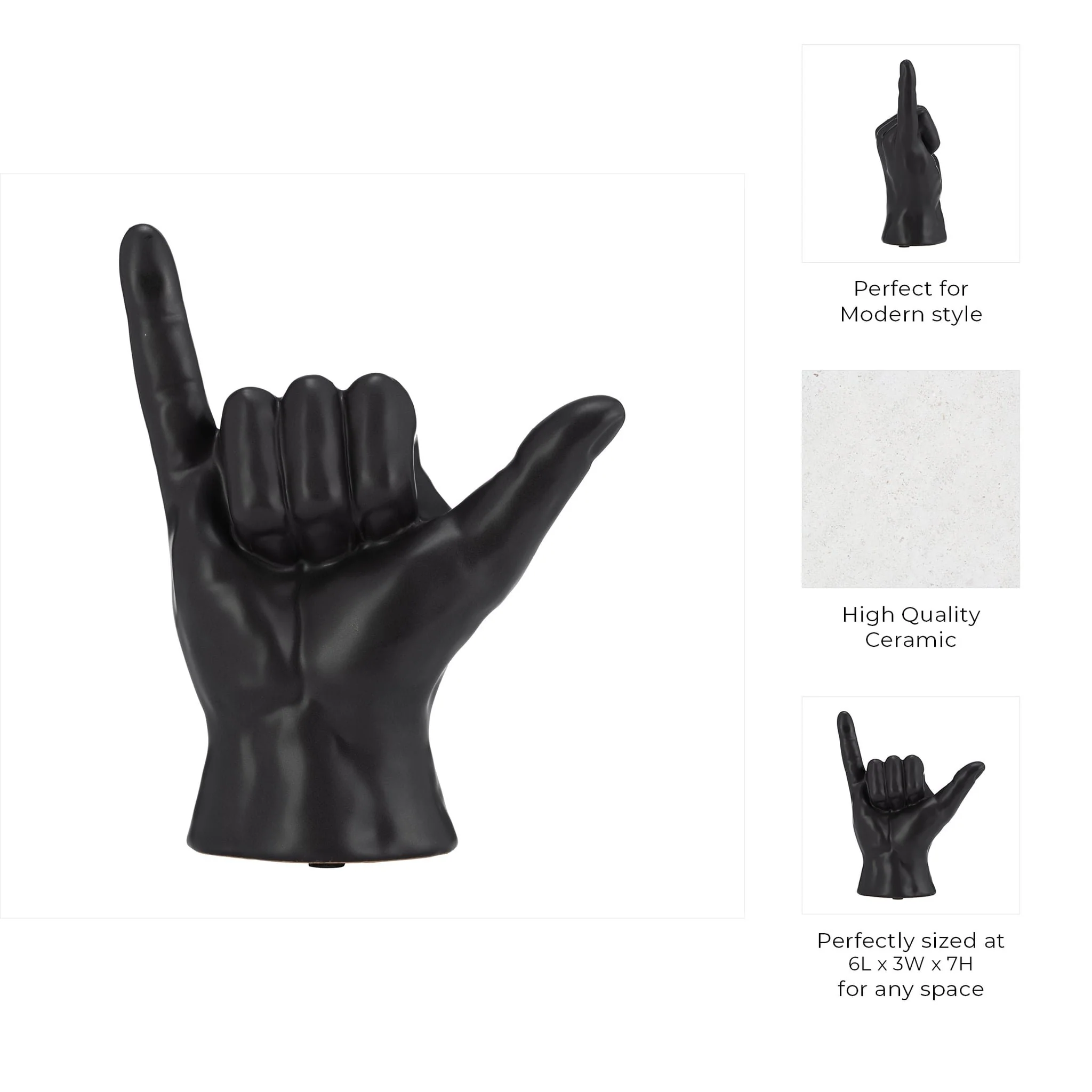 7"h, "hang Loose" Hand, Black - Image 2