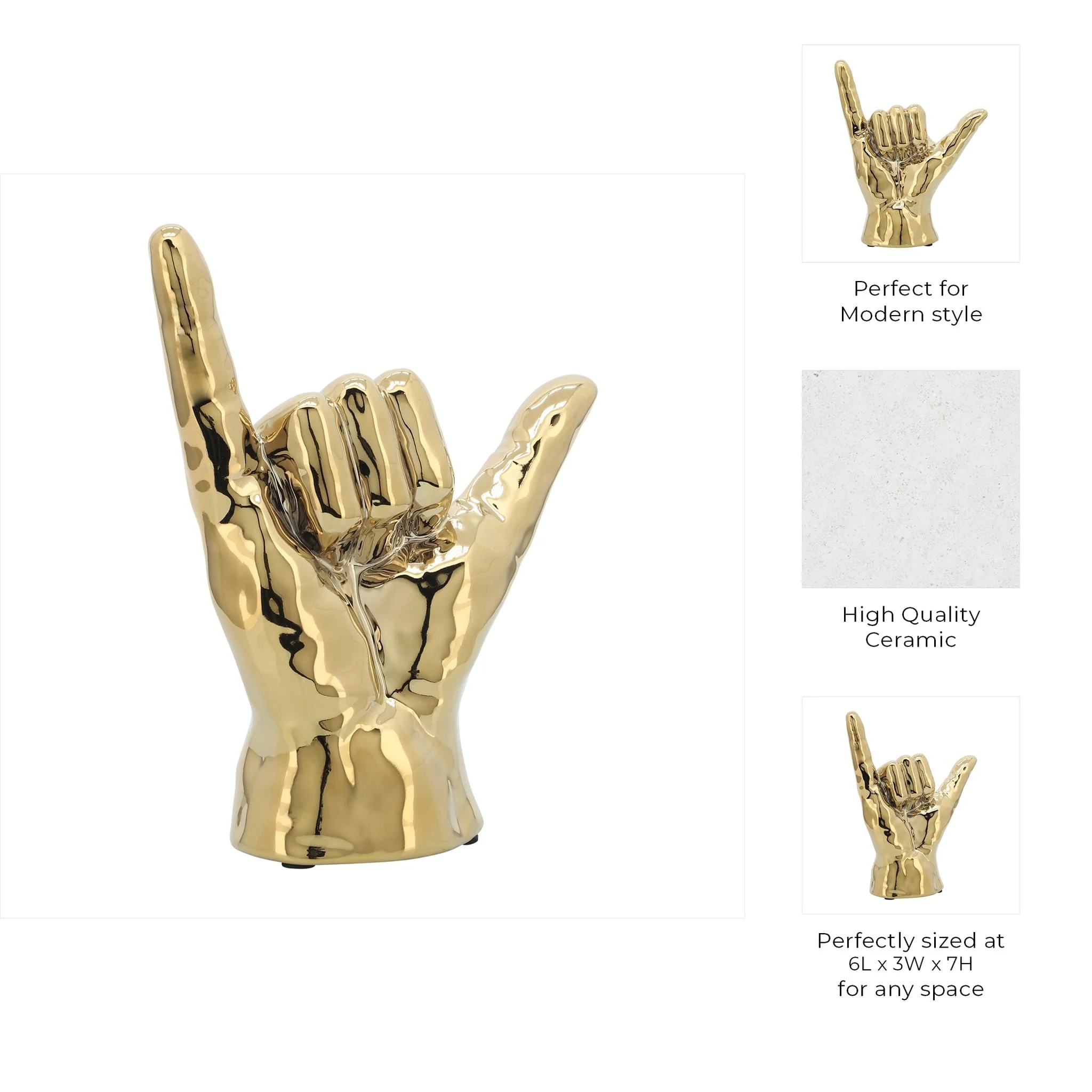 7"h, "hang Loose" Hand, Gold - Image 2