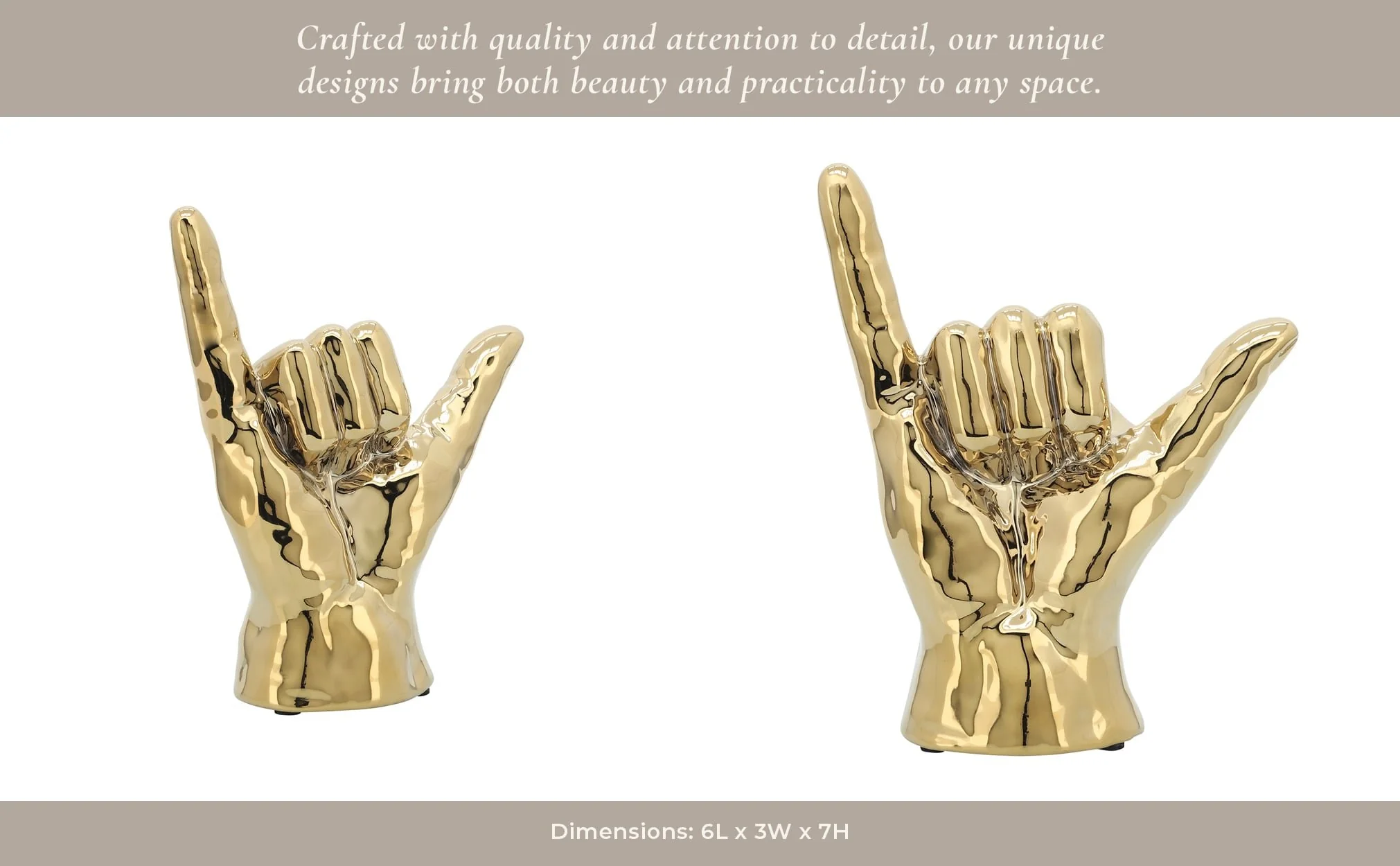 7"h, "hang Loose" Hand, Gold - Image 4