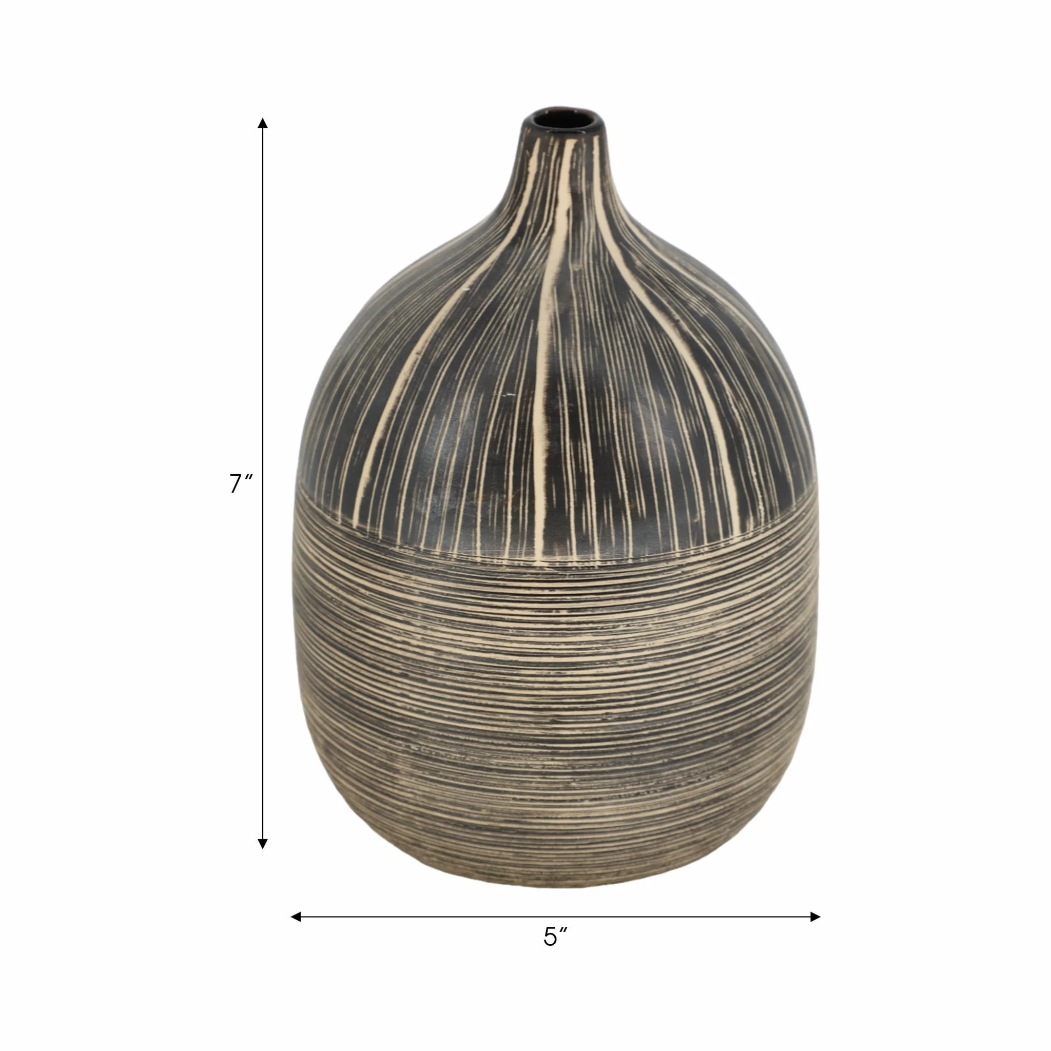 7"h Tribal Vase, Brown - Image 9