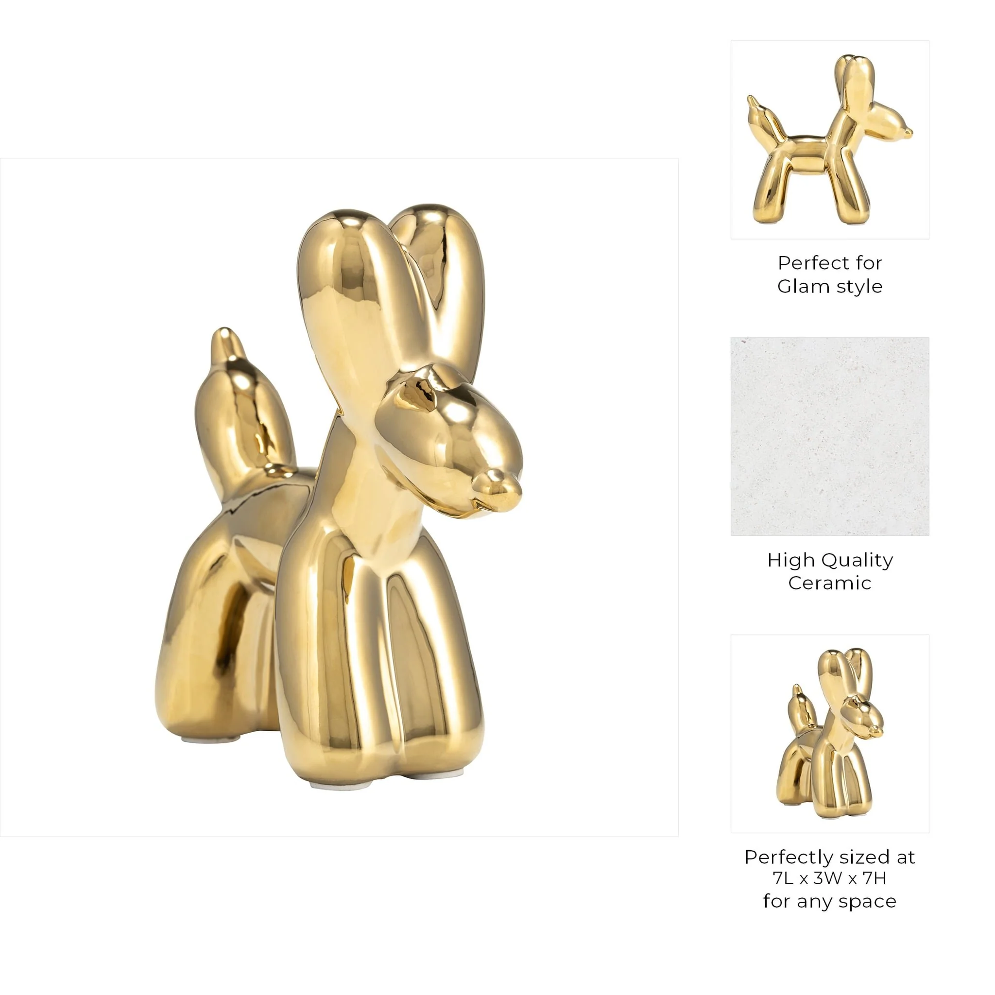 7"l Balloon Dog Animal, Gold - Image 8