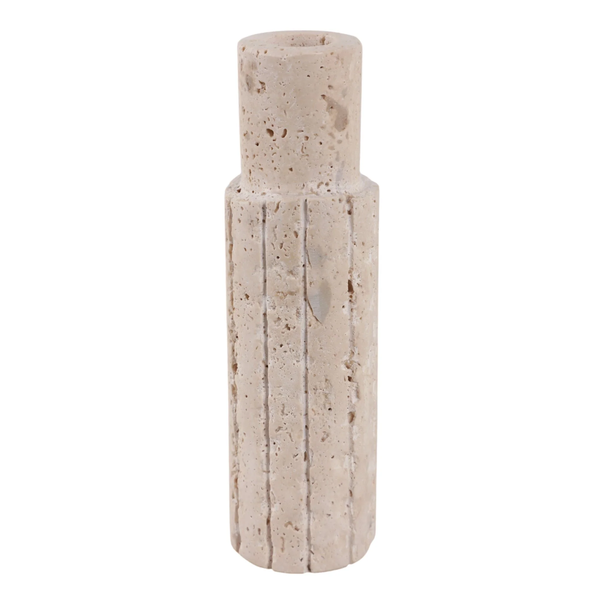 7x2" Raw Edge Travertine Taper Holder, Tan - Image 3
