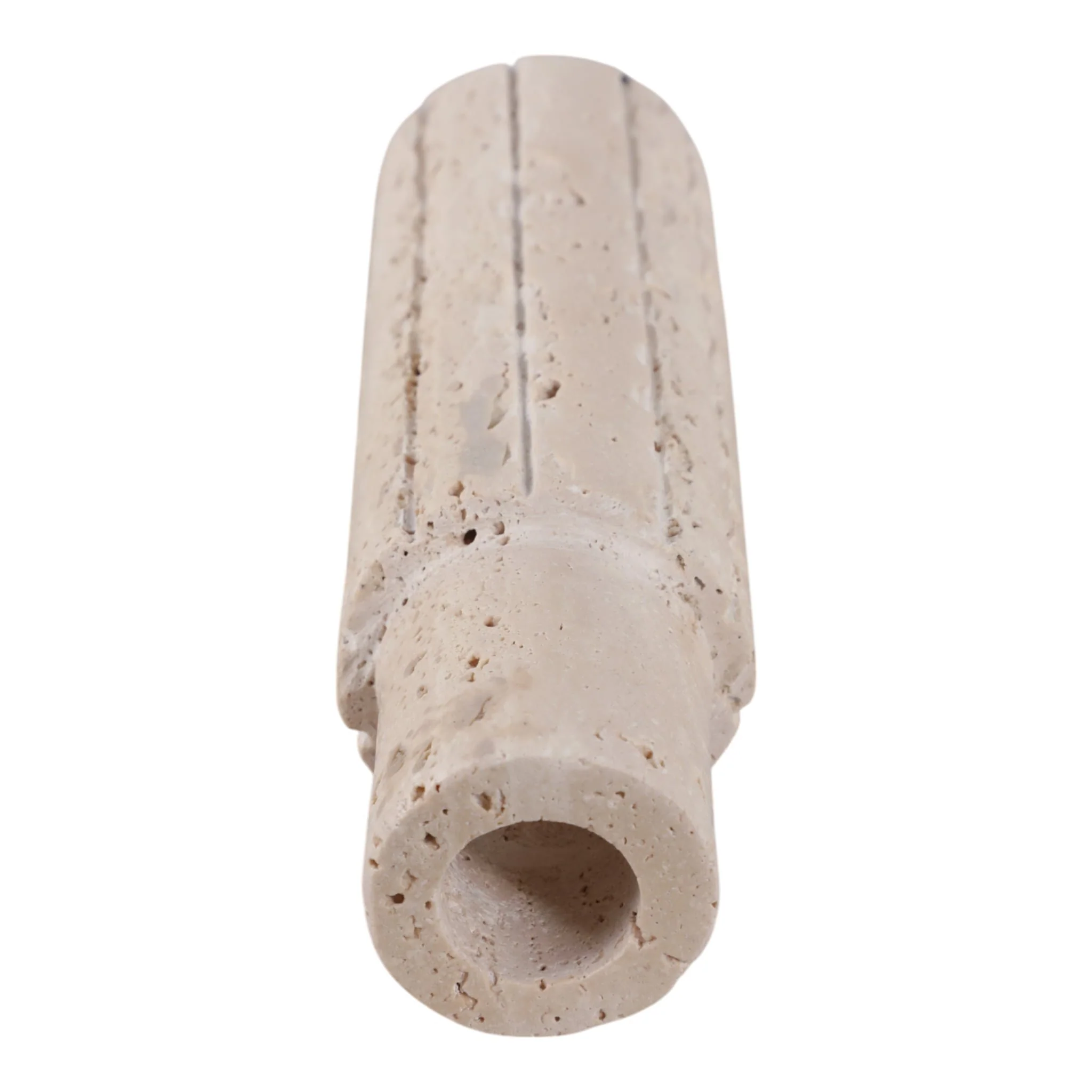 7x2" Raw Edge Travertine Taper Holder, Tan - Image 6
