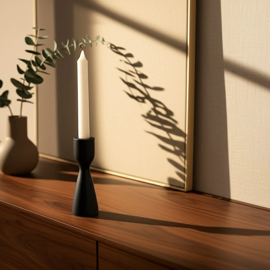 7x3" Wood Modern Taper Holder, Black - Image 4