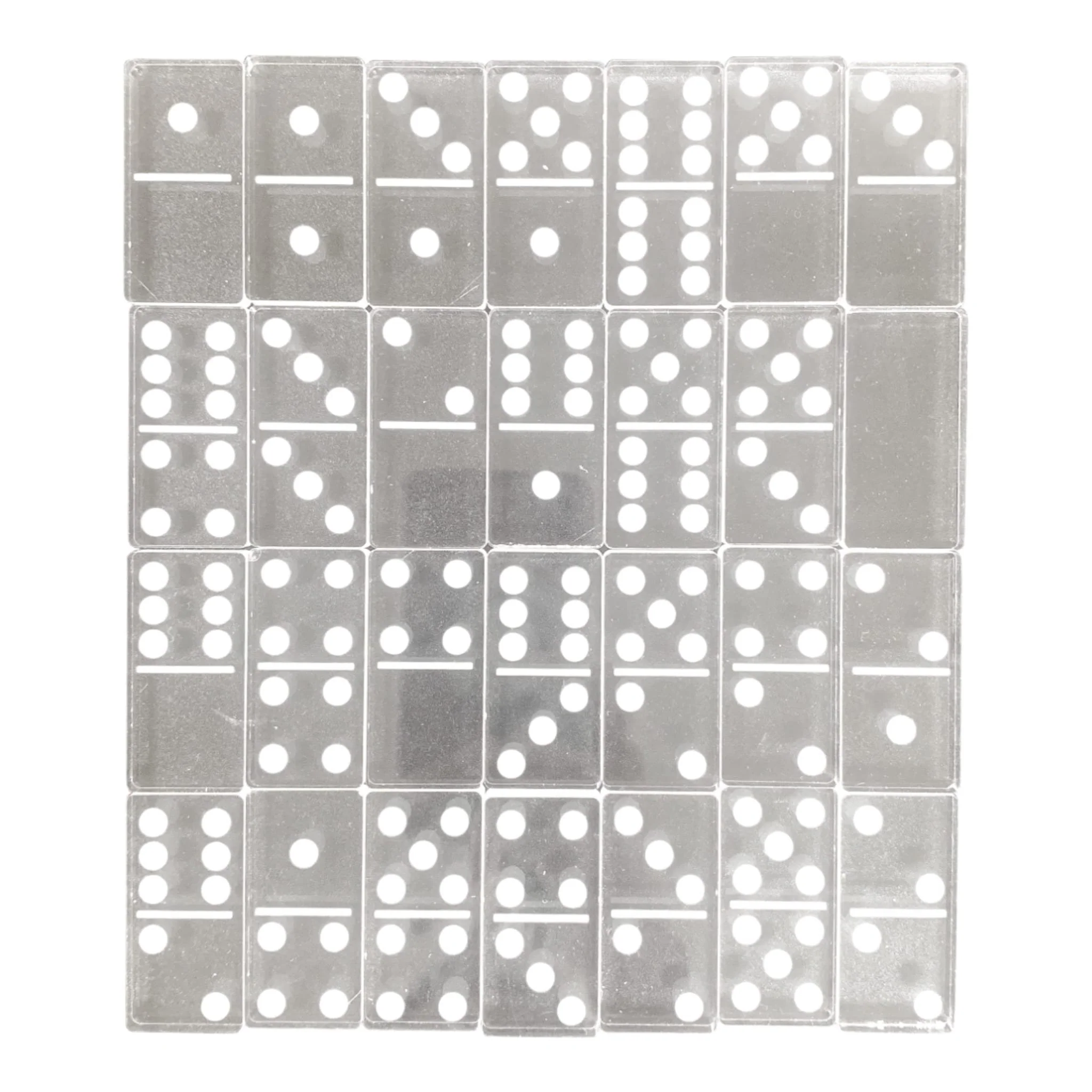 7x4" Acrylic Dominoes Set, Clear/white - Image 2
