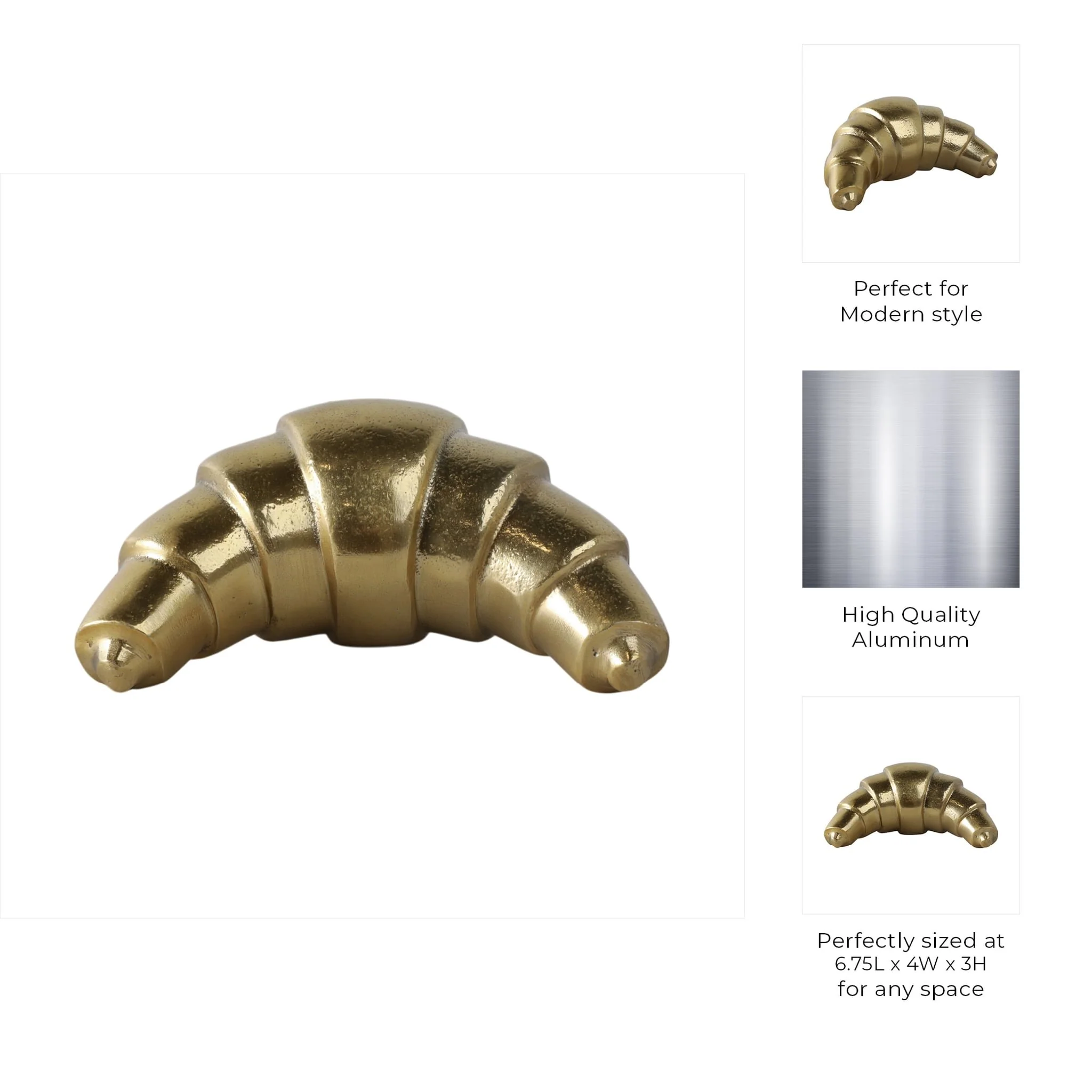 7x4" Metal Croissant, Gold - Image 9
