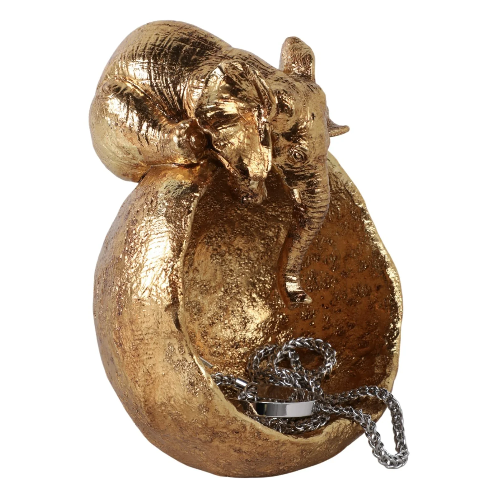 7x6" Elephant Looking Into Bowl, Gold - Image 2