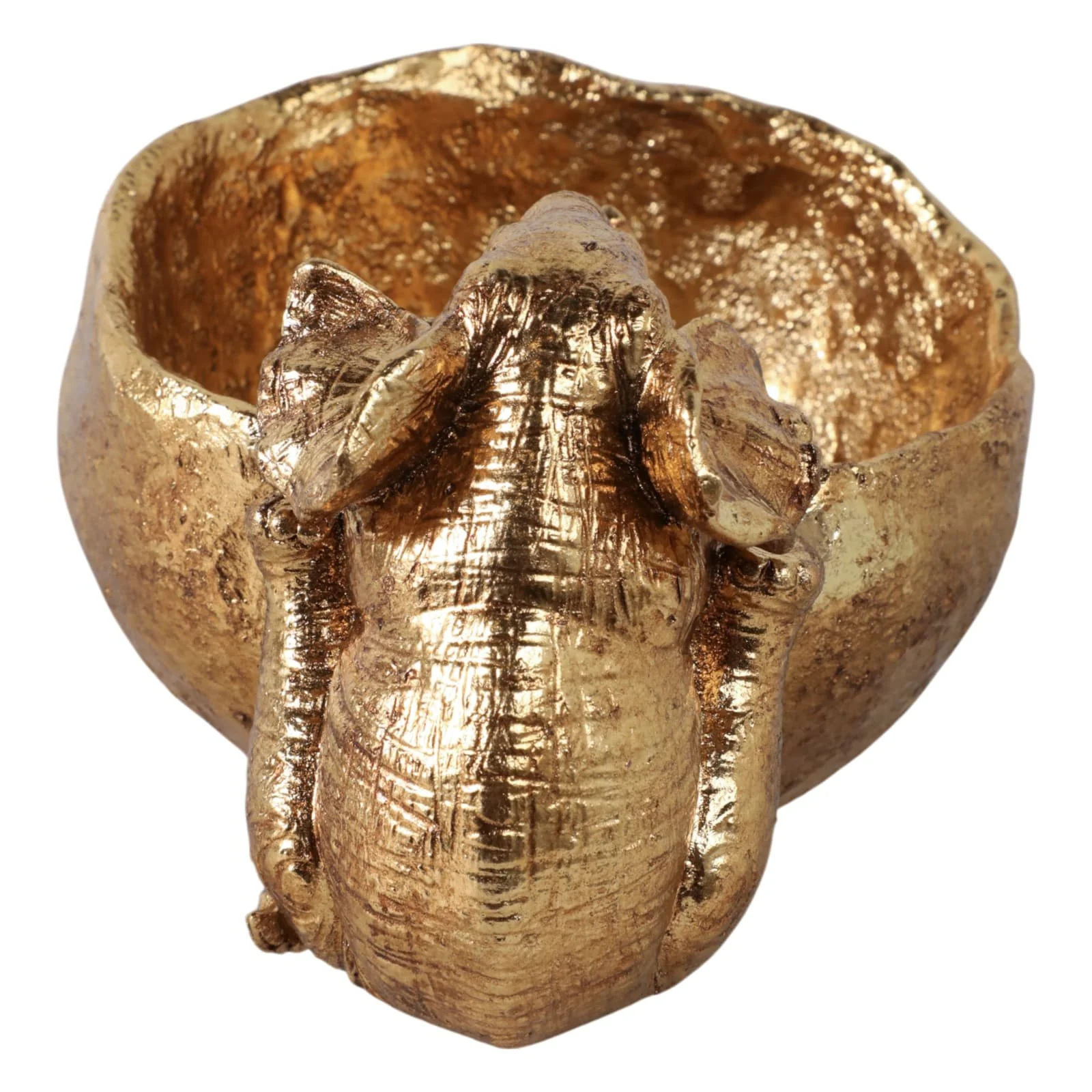 7x6" Elephant Looking Into Bowl, Gold - Image 6