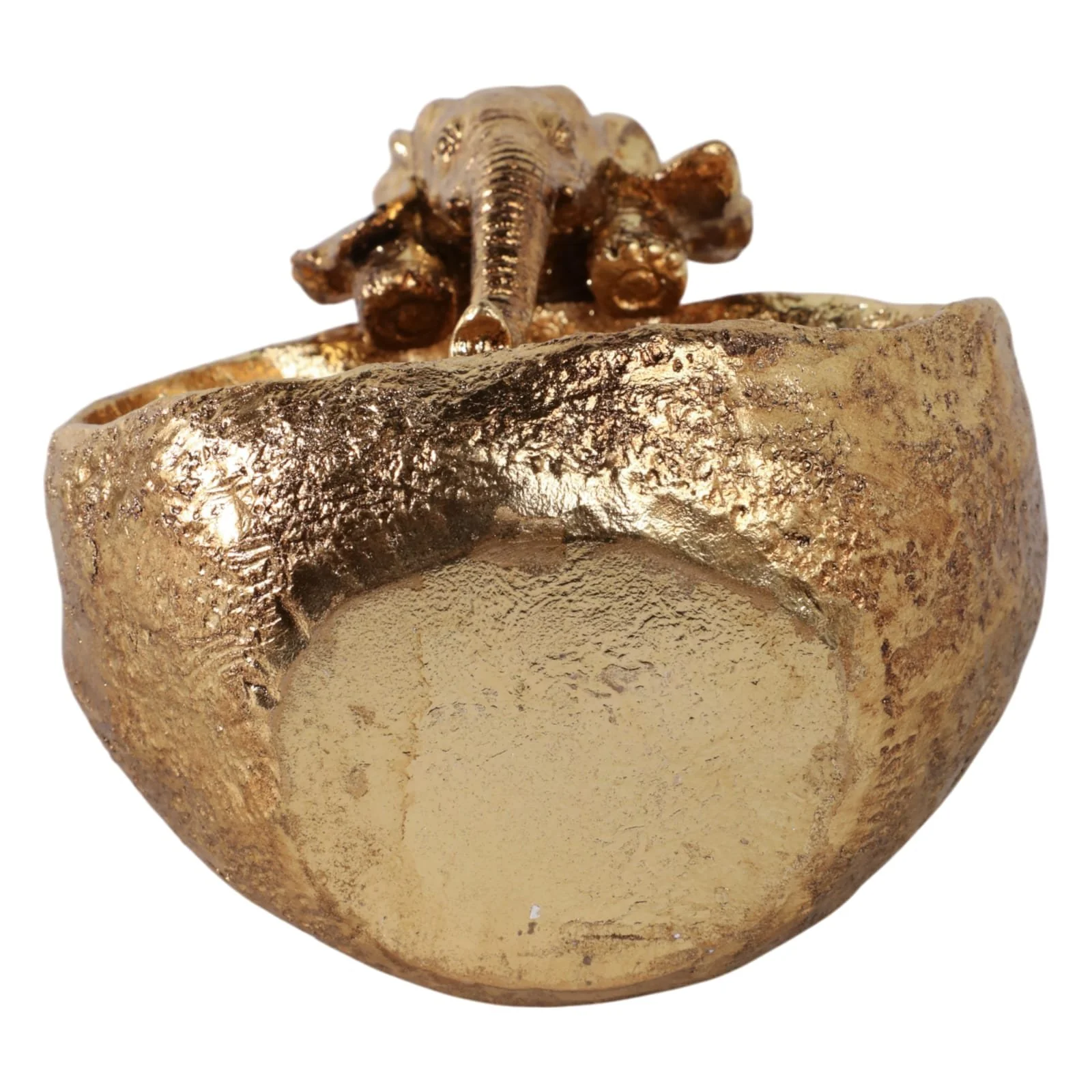 7x6" Elephant Looking Into Bowl, Gold - Image 7