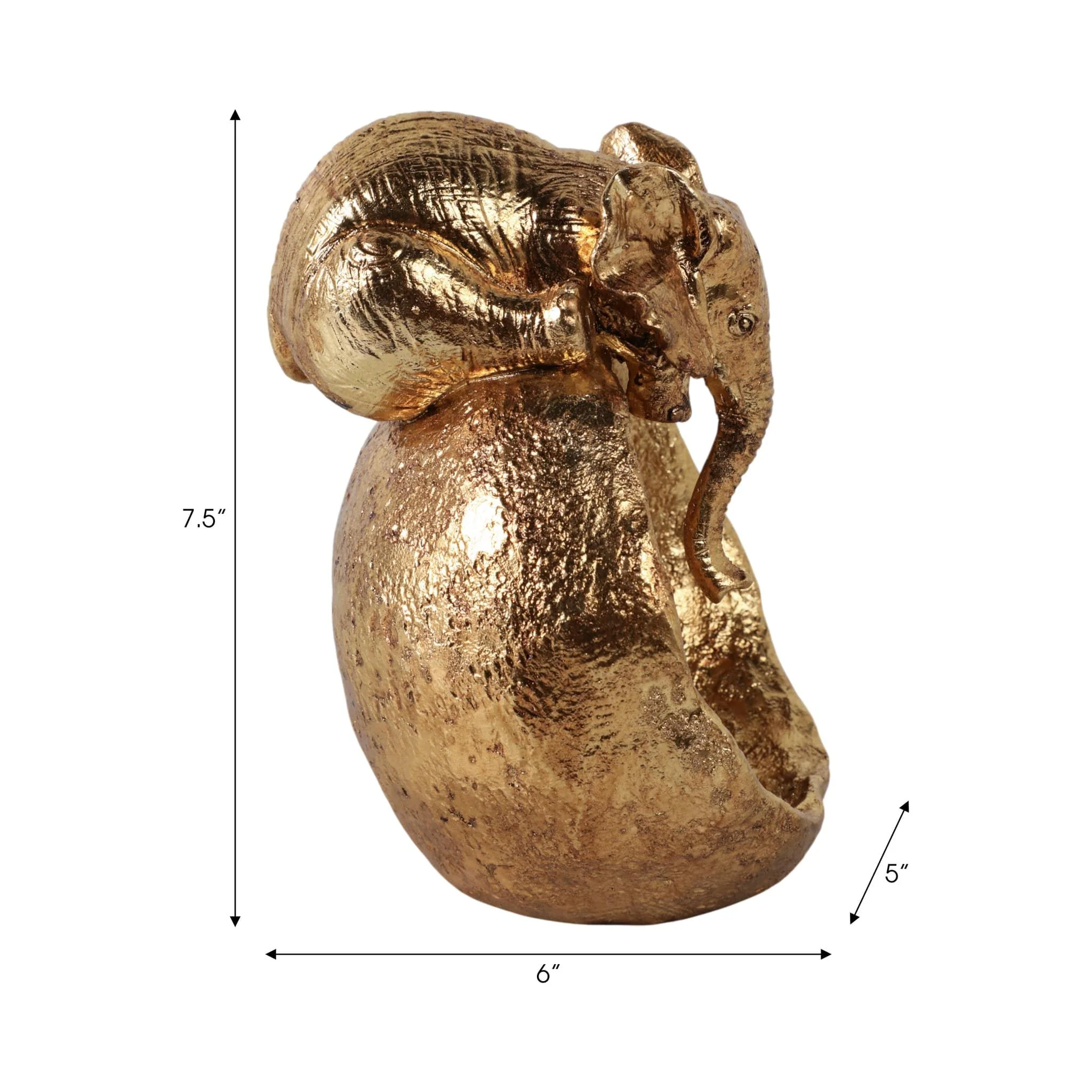 7x6" Elephant Looking Into Bowl, Gold - Image 8