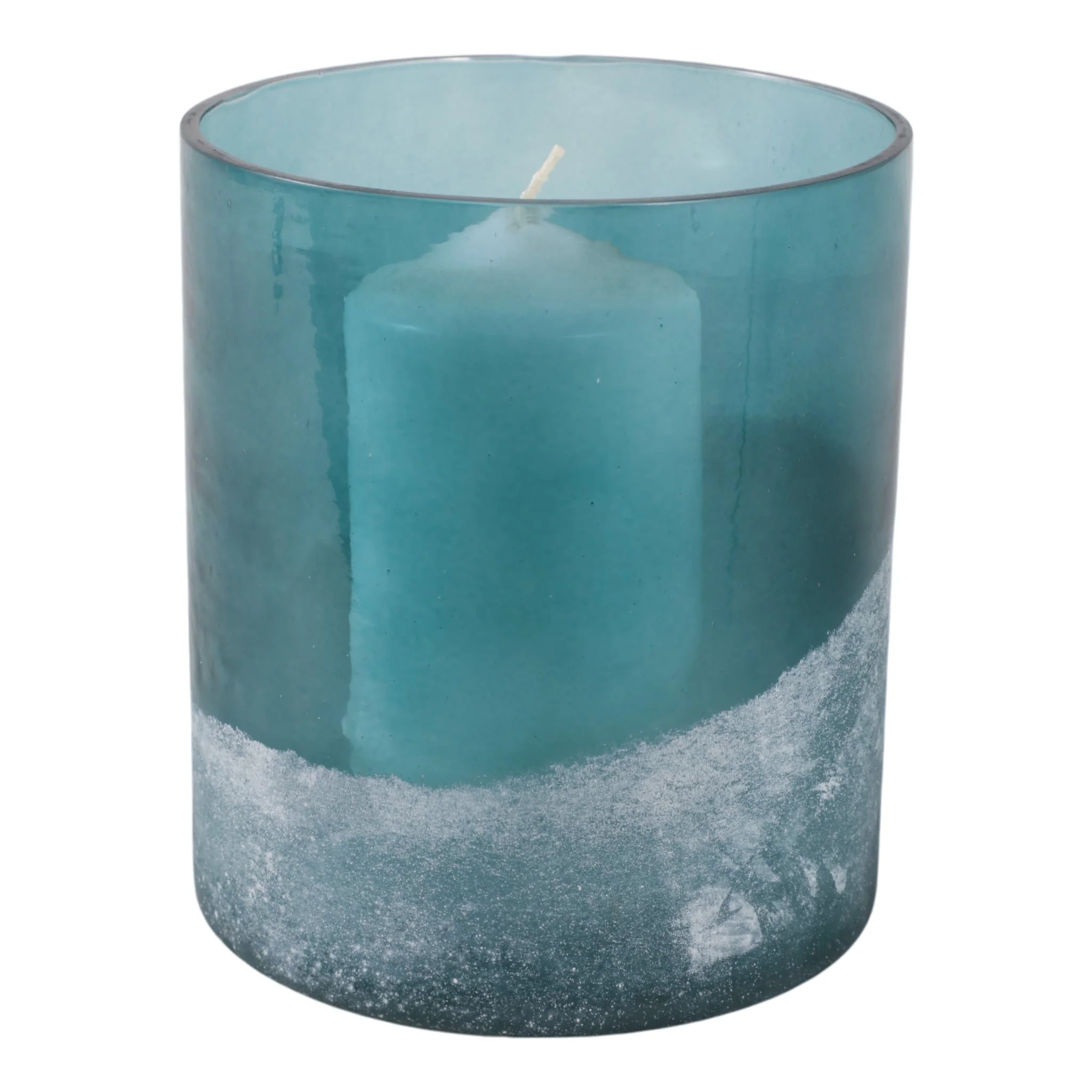 7x6" Frosted Bottom Hurricane, Blue - Image 2