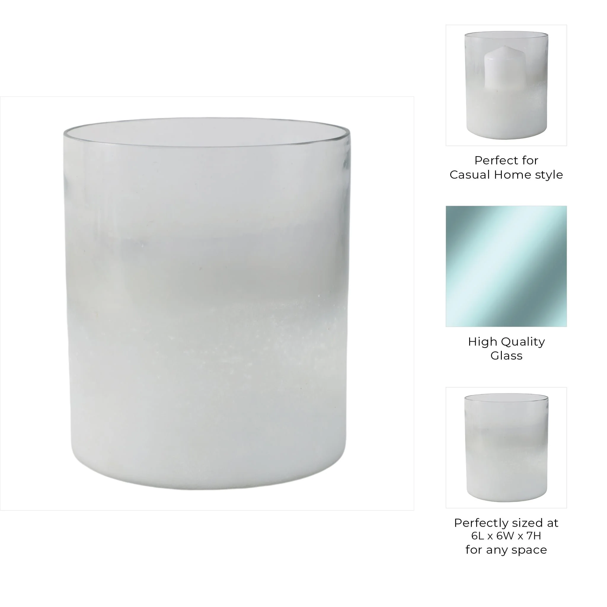 7x6" Frosted Bottom Hurricane, Clear - Image 9