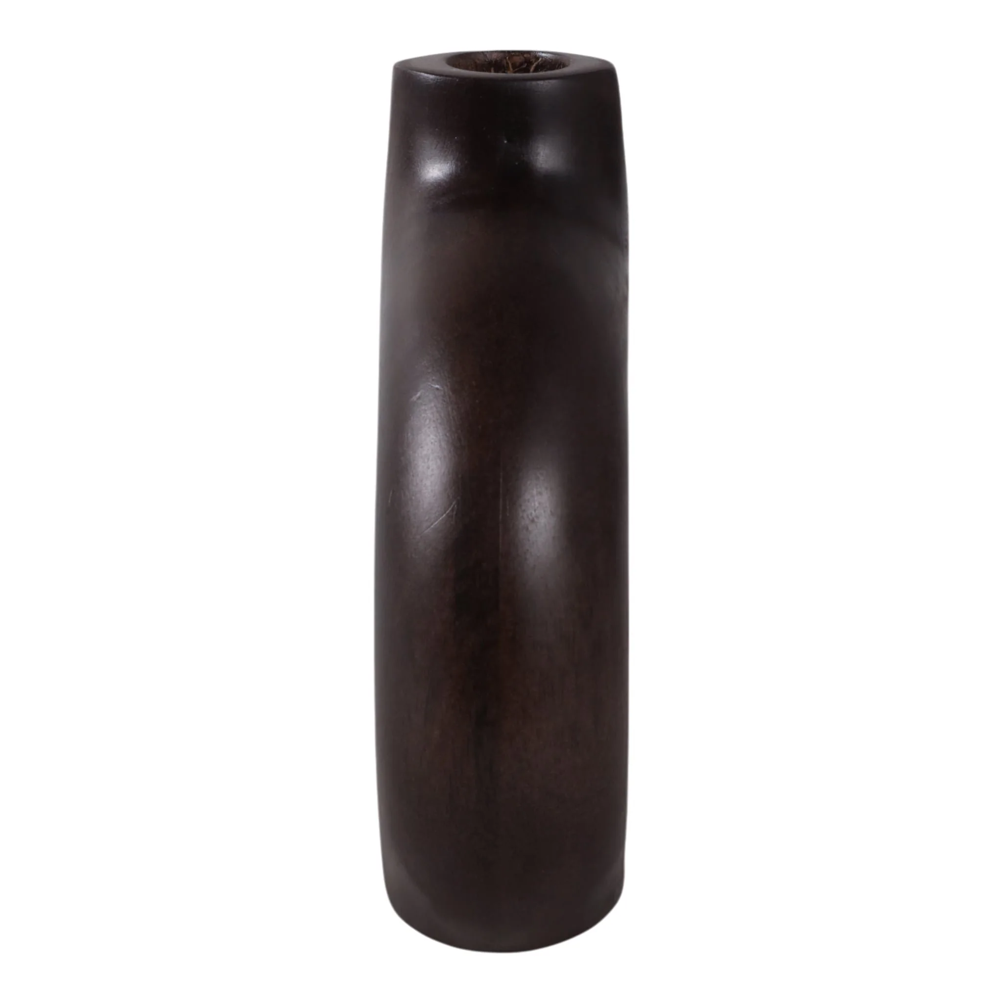 7x7" Cut-out Wood Vase, Dark Brown - Image 3
