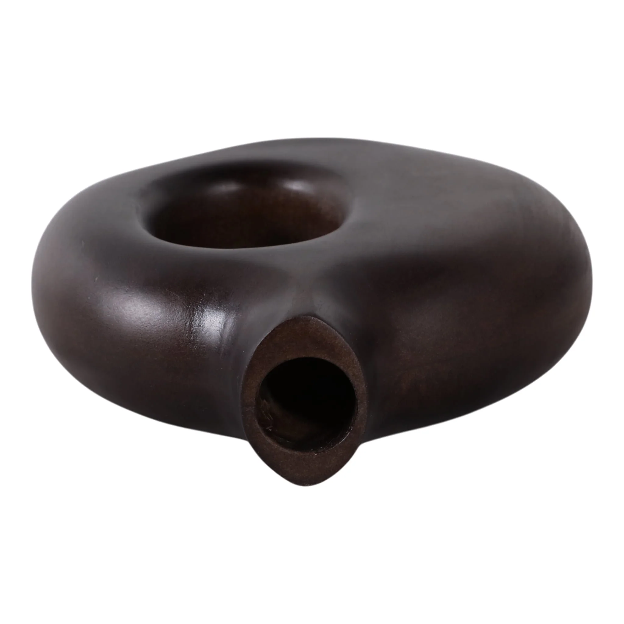 7x7" Cut-out Wood Vase, Dark Brown - Image 6