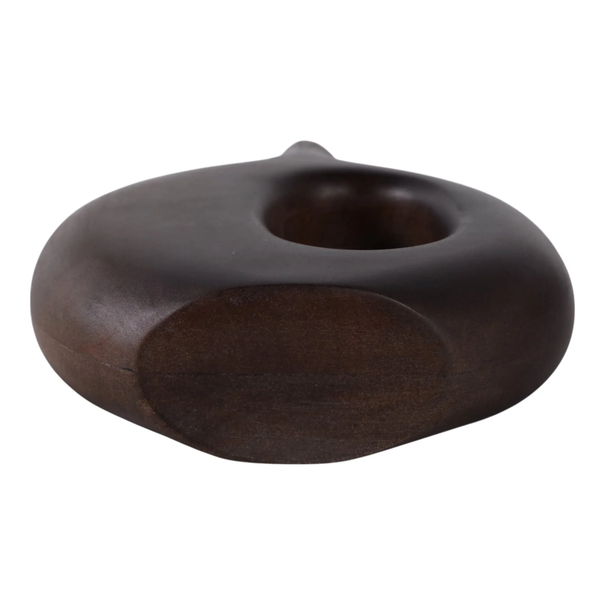 7x7" Cut-out Wood Vase, Dark Brown - Image 7