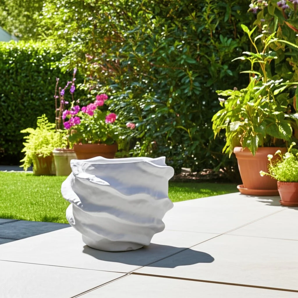 7x7" Flutter Trim Planter, White - Image 10