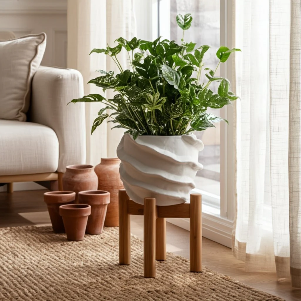 7x7" Flutter Trim Planter, White - Image 12