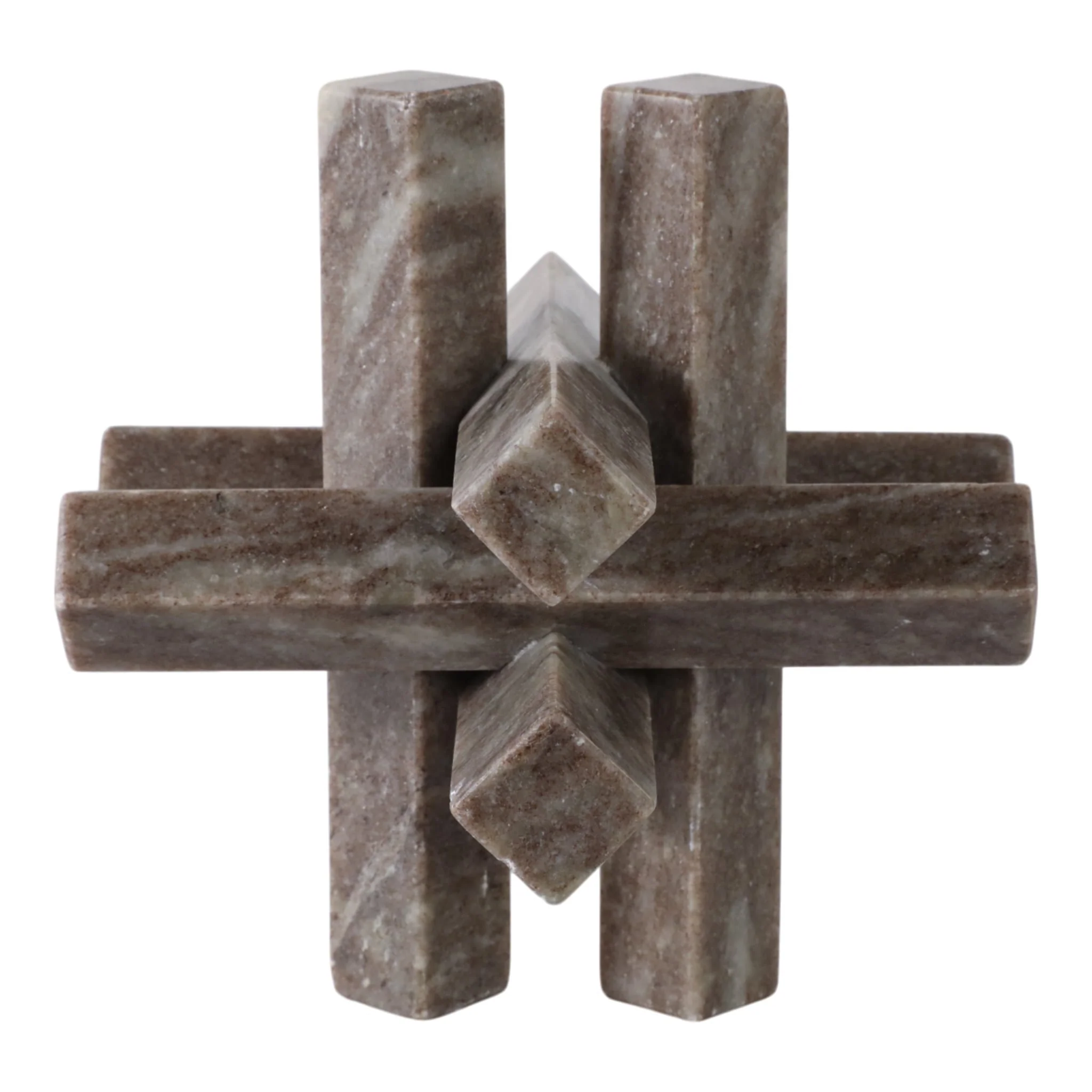 7x7" Marble Geometric Orb, Grey - Image 4