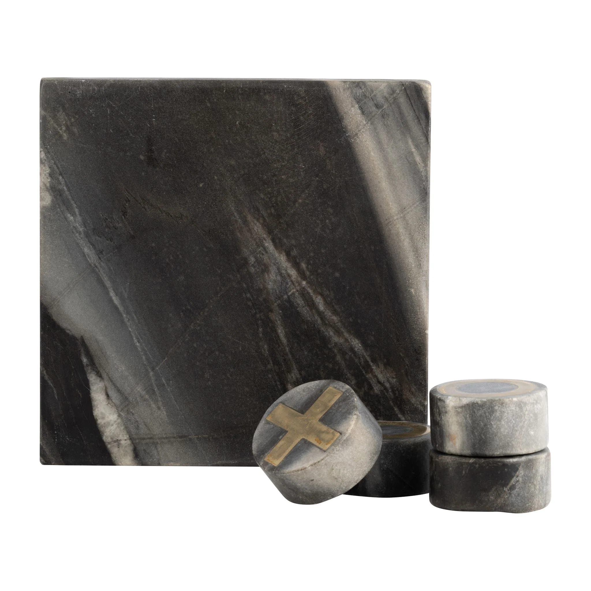 7x7" Marble Tic-tac-toe Brass Inlay, Black/gold - Image 6