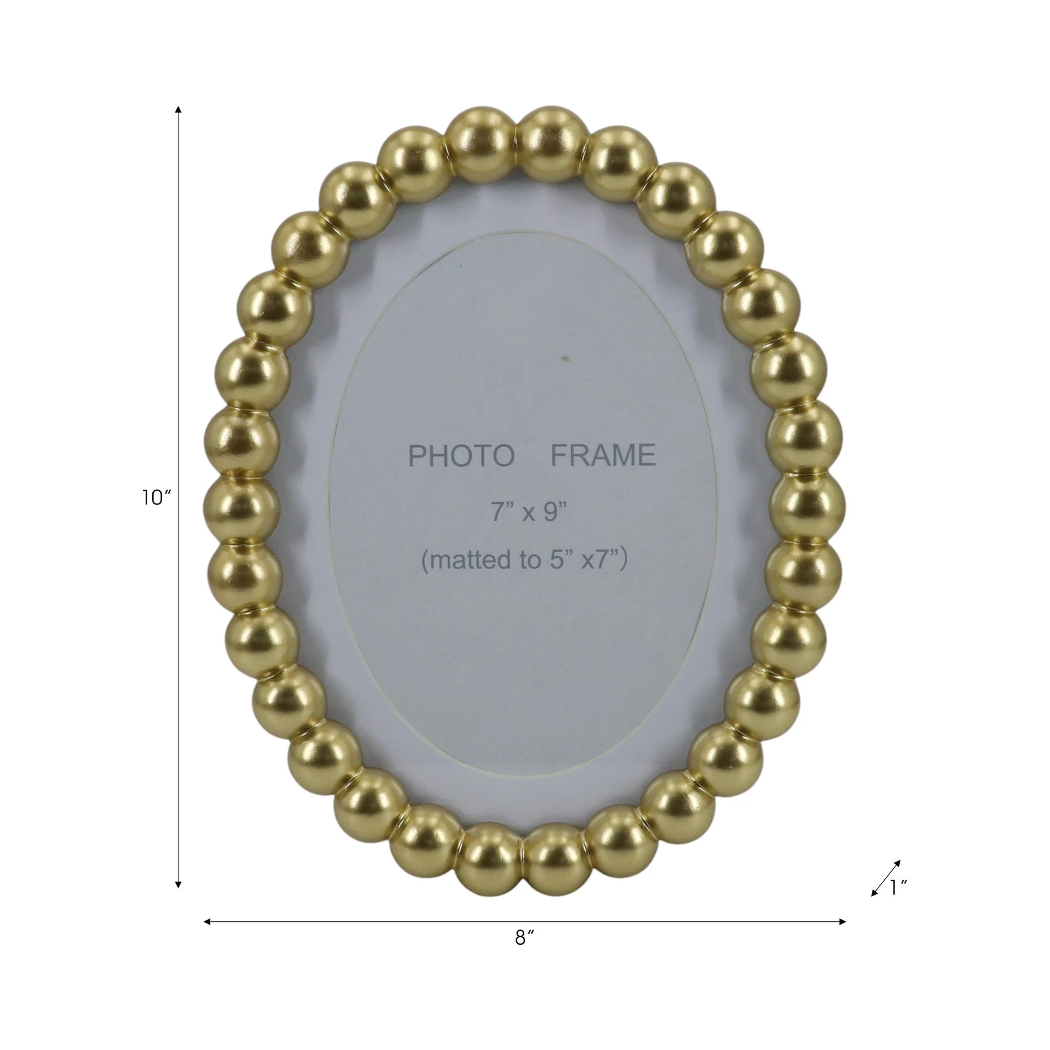 7x9 Matted To 5x7 Beaded Photo Frame, Gold - Image 7