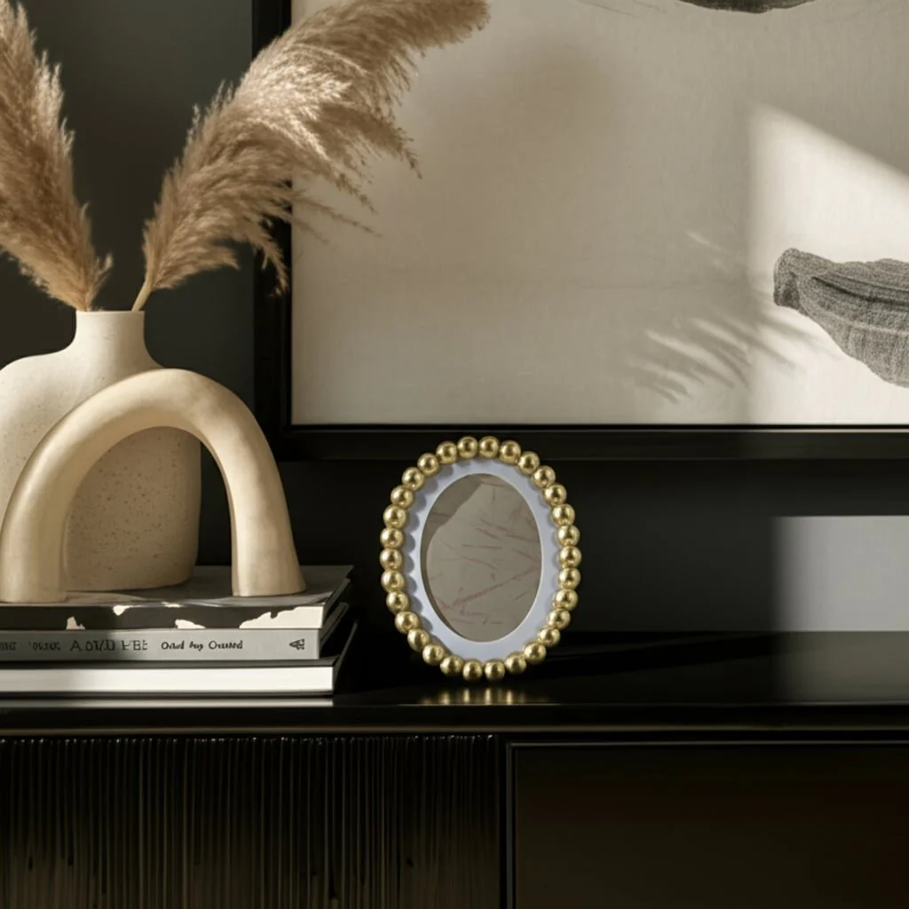 7x9 Matted To 5x7 Beaded Photo Frame, Gold - Image 9