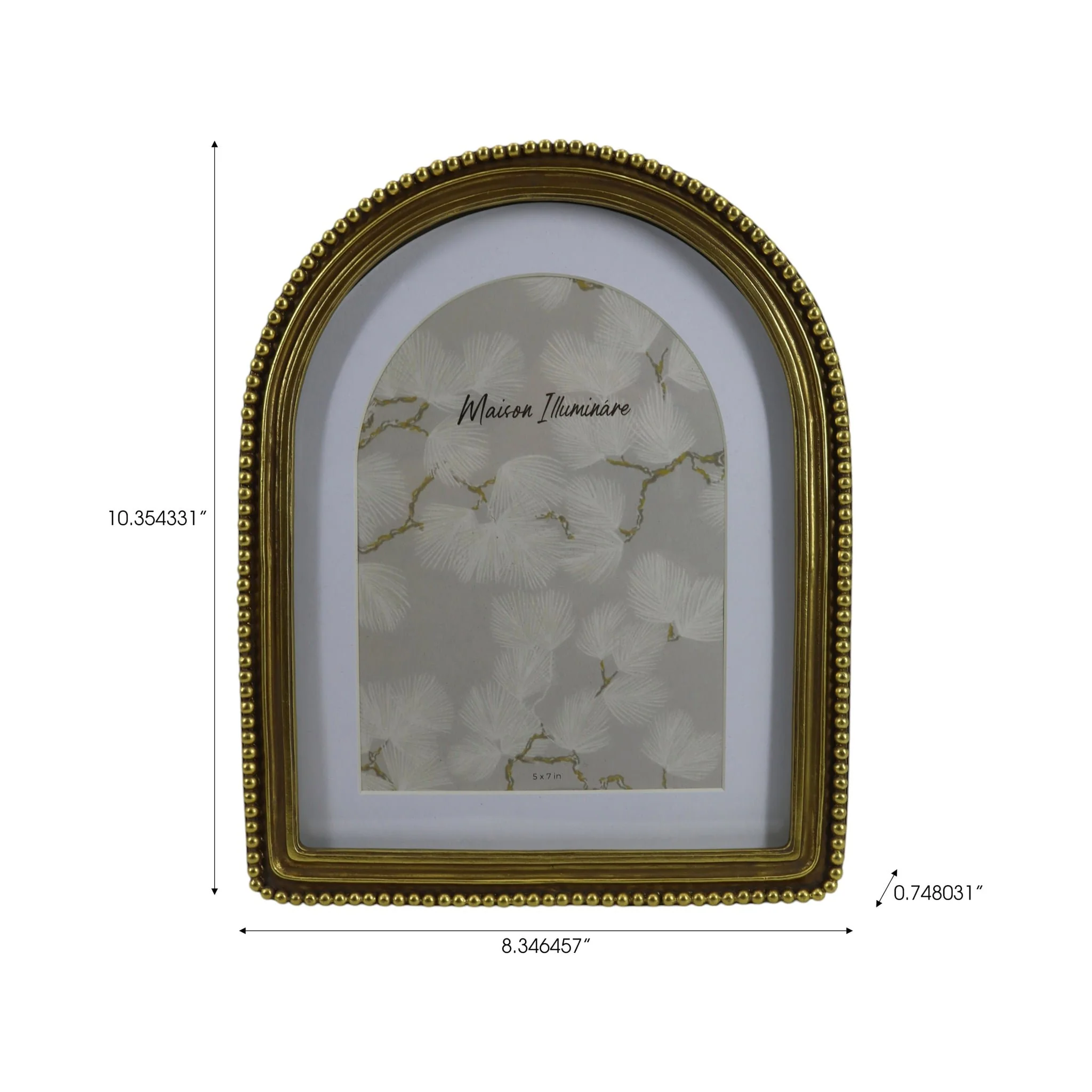 7x9 Photo Frame Matted To 5x7 Beaded Arch, Gold - Image 7