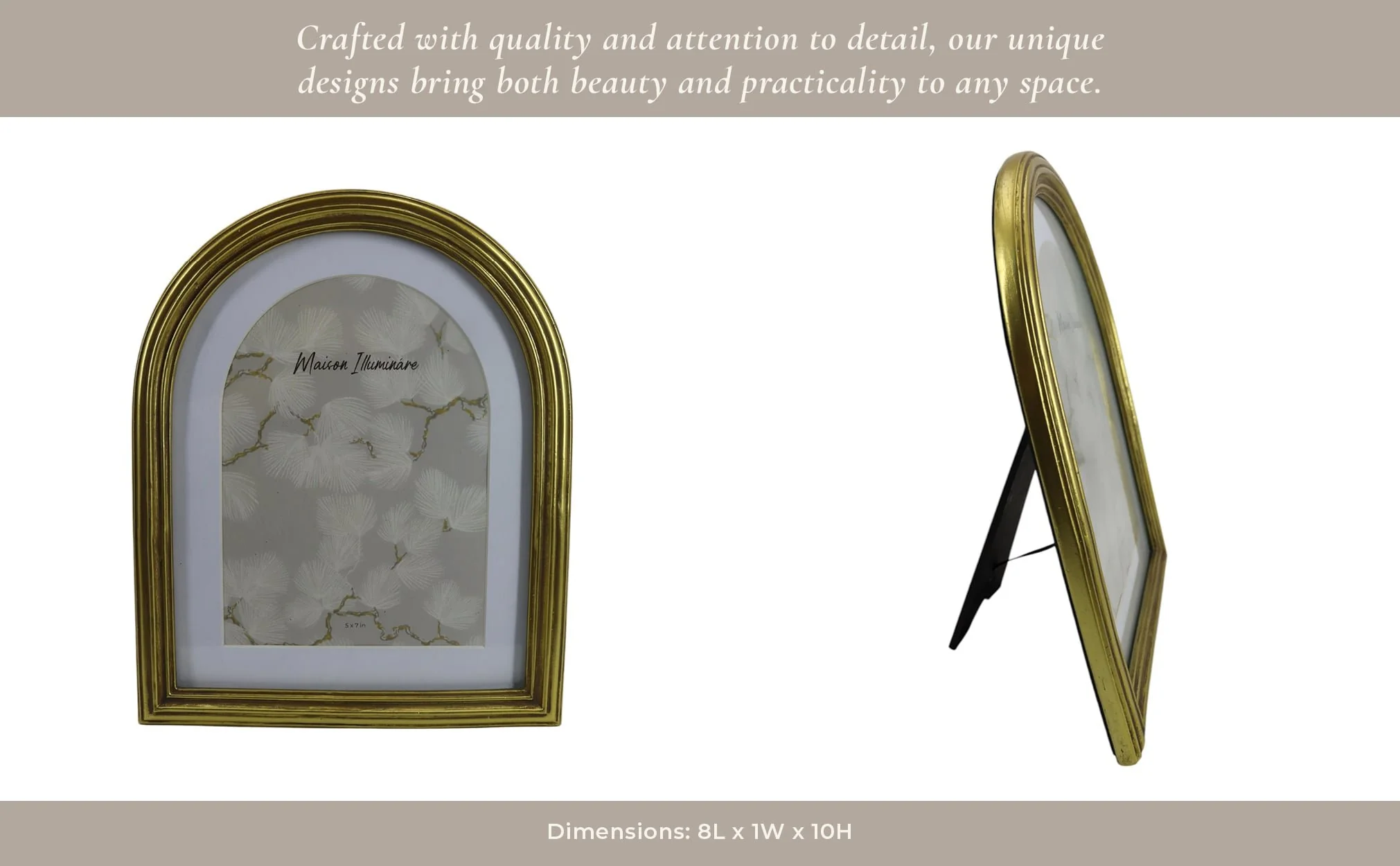 7x9 Photo Frame Matted To 5x7 Layered Arch, Gold - Image 10