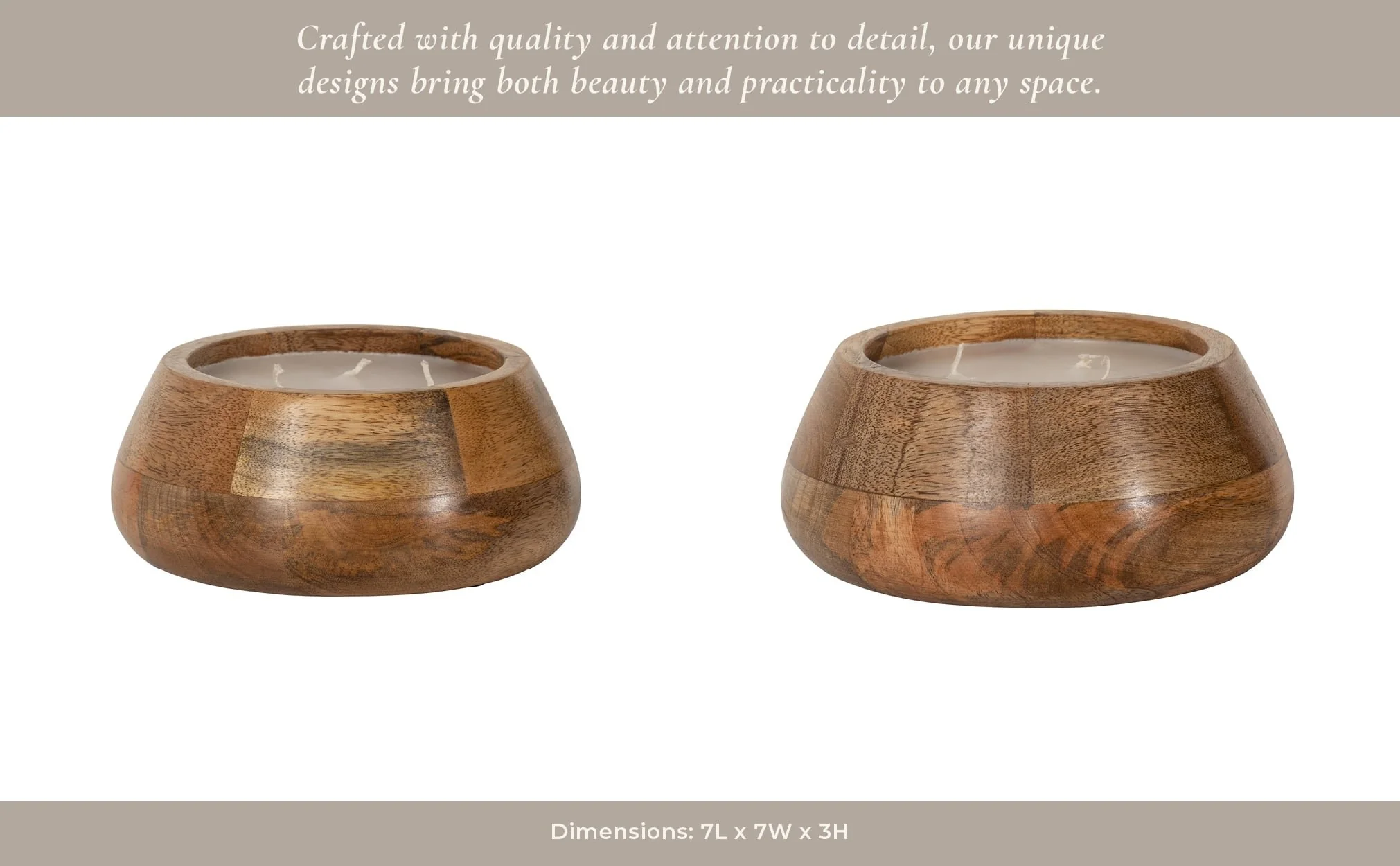 8" 15 Oz Vanilla Modern Wood Bowl Candle, Natural - Image 11