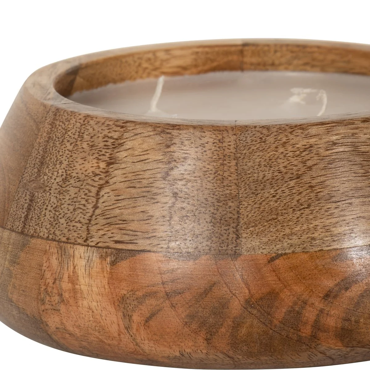 8" 15 Oz Vanilla Modern Wood Bowl Candle, Natural - Image 3