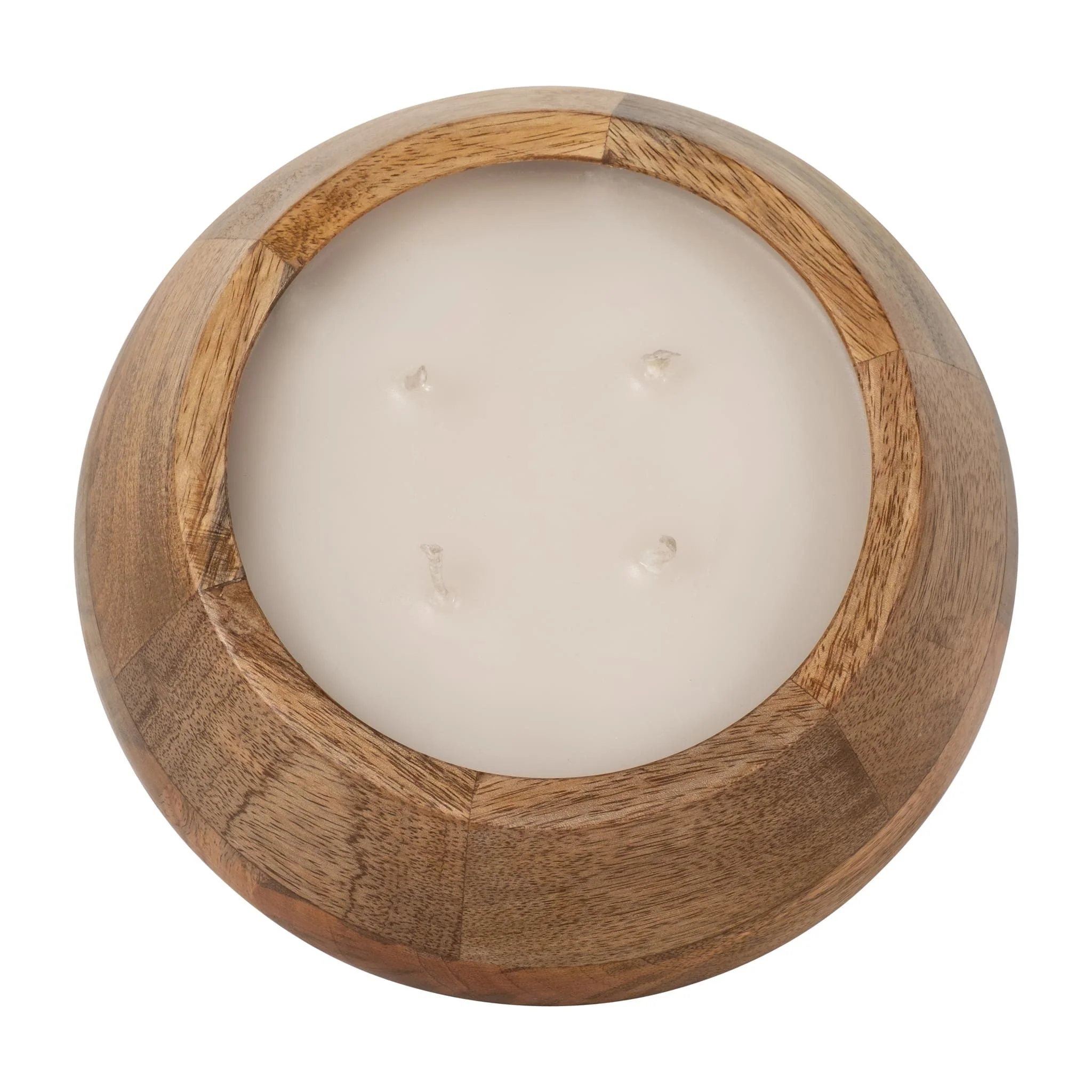 8" 15 Oz Vanilla Modern Wood Bowl Candle, Natural - Image 4