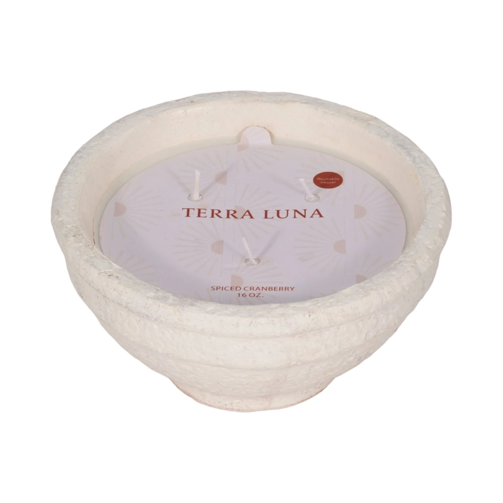 8" 16 Oz Spiced Cranberry Bowl Candle, White - Image 3