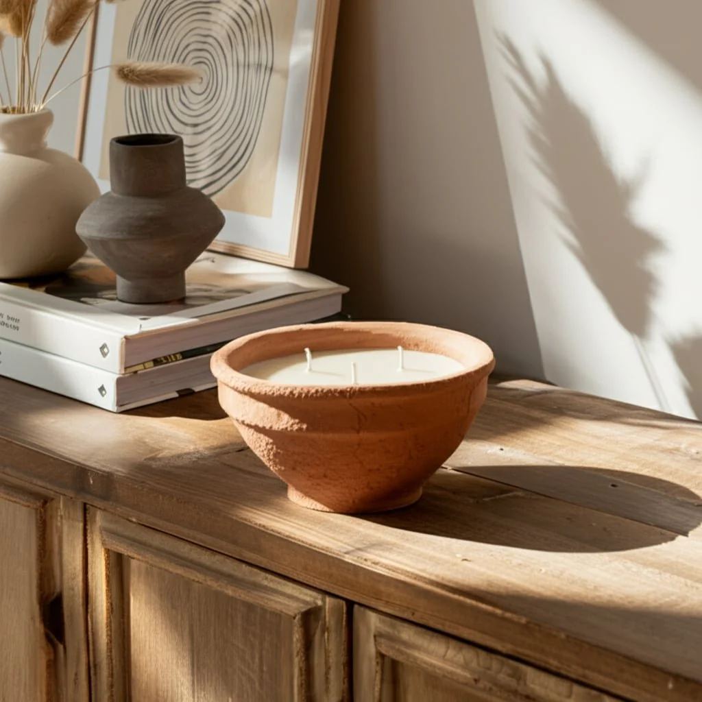 8" 16 Oz Tobacco Bowl Candle, Terracotta - Image 10