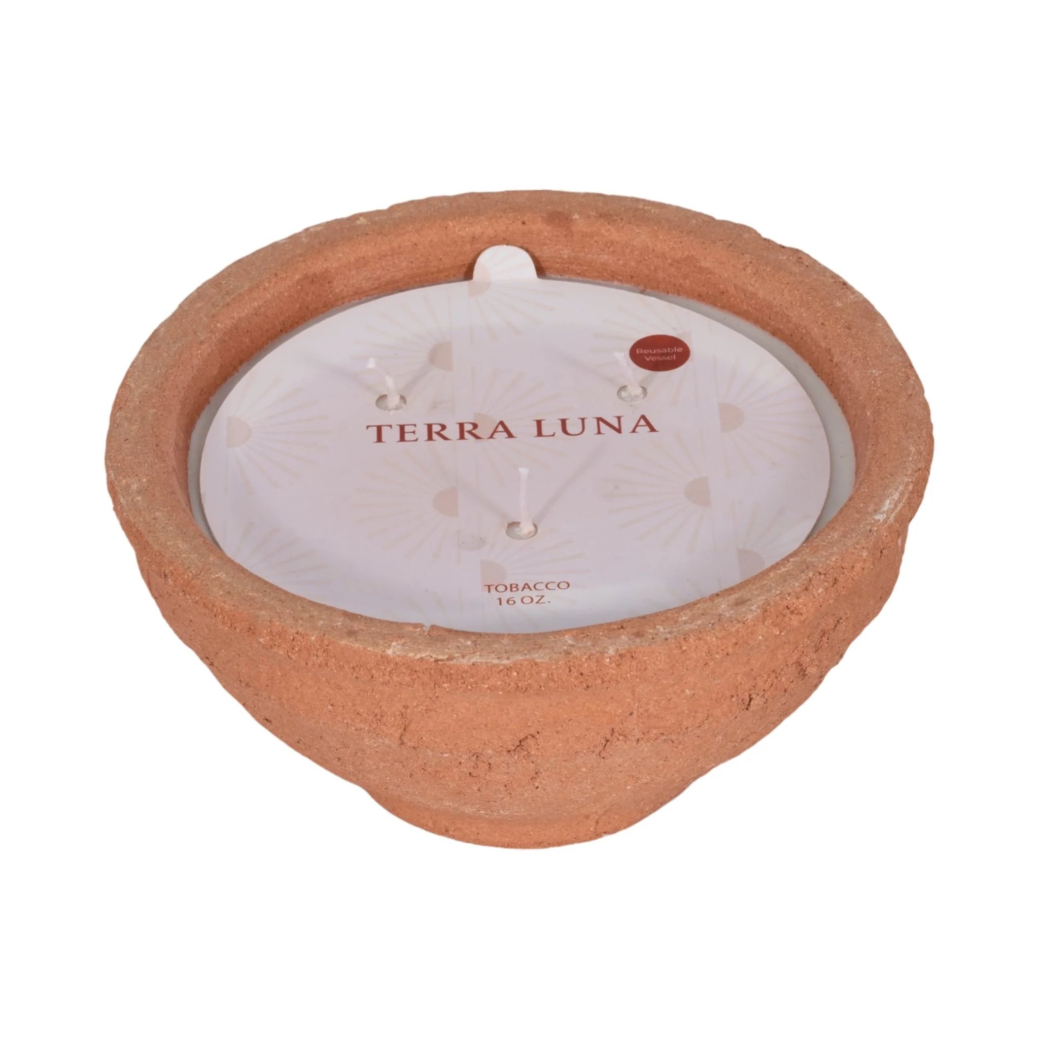 8" 16 Oz Tobacco Bowl Candle, Terracotta - Image 3