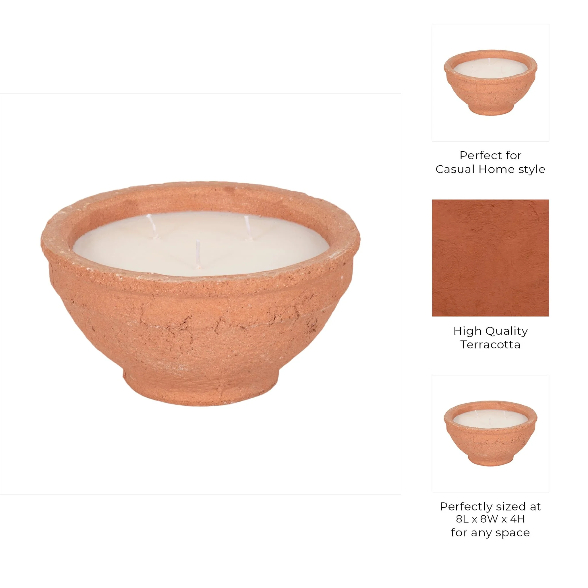 8" 16 Oz Tobacco Bowl Candle, Terracotta - Image 9