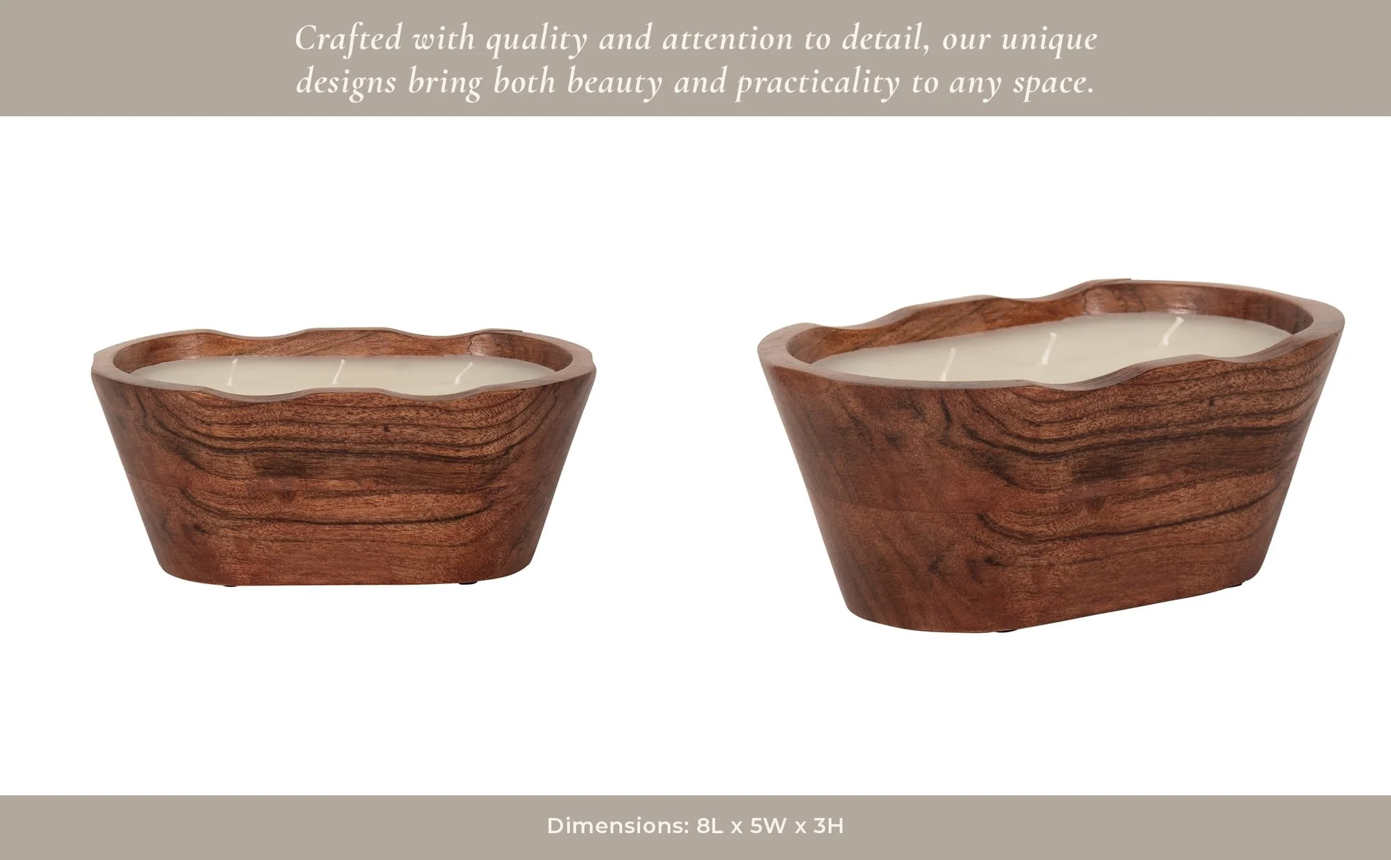 8" 16 Oz Vanilla Oval Bowl Candle, Natural - Image 13