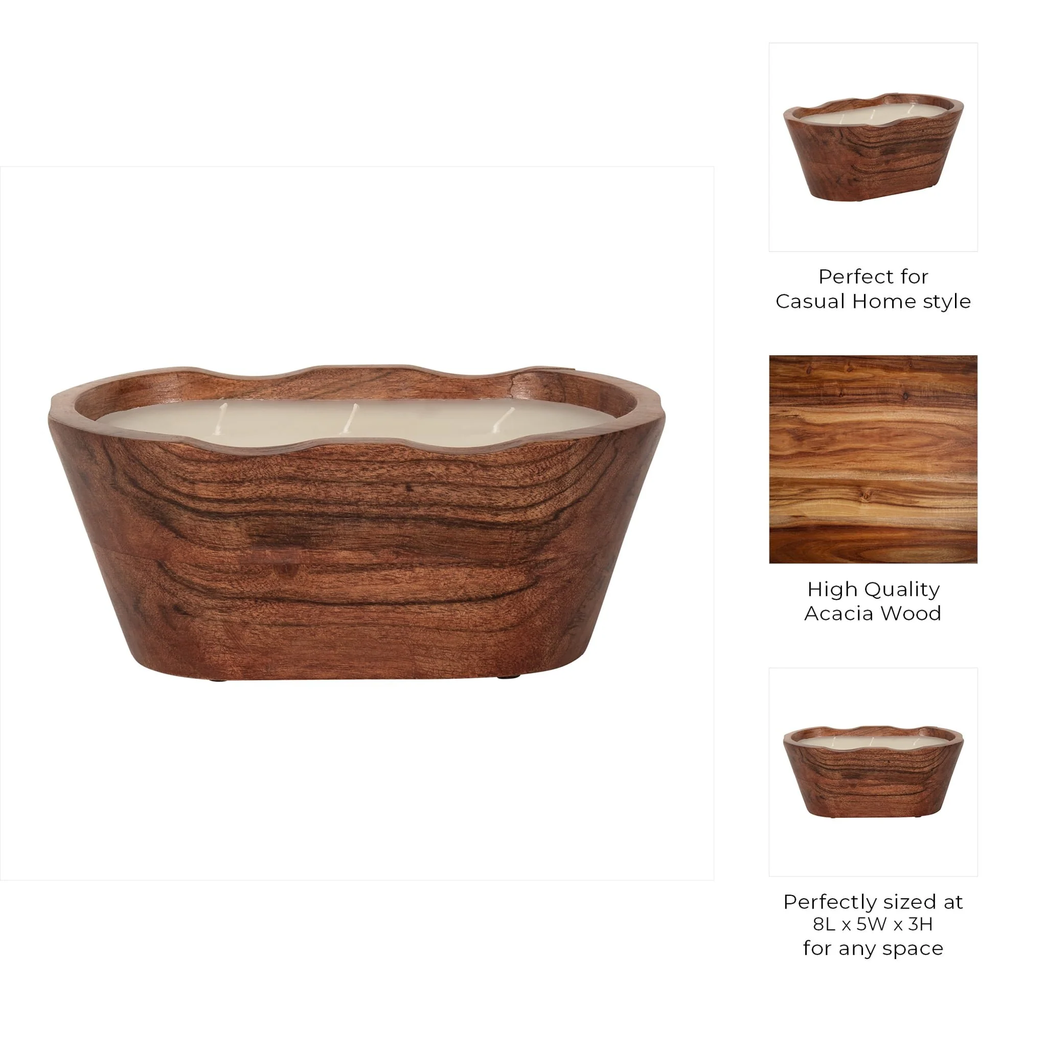 8" 16 Oz Vanilla Oval Bowl Candle, Natural - Image 8