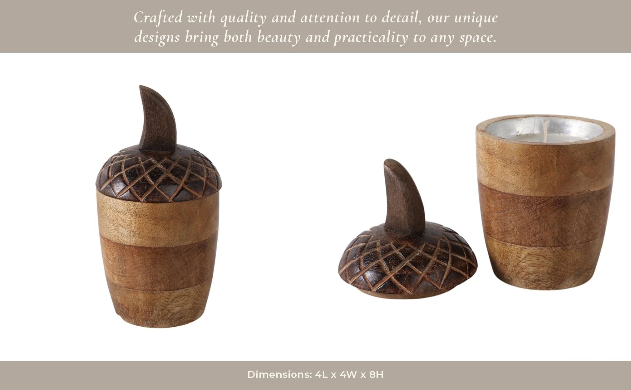 8" 7 Oz Balsam Fir Acorn Candle, Brown - Image 12