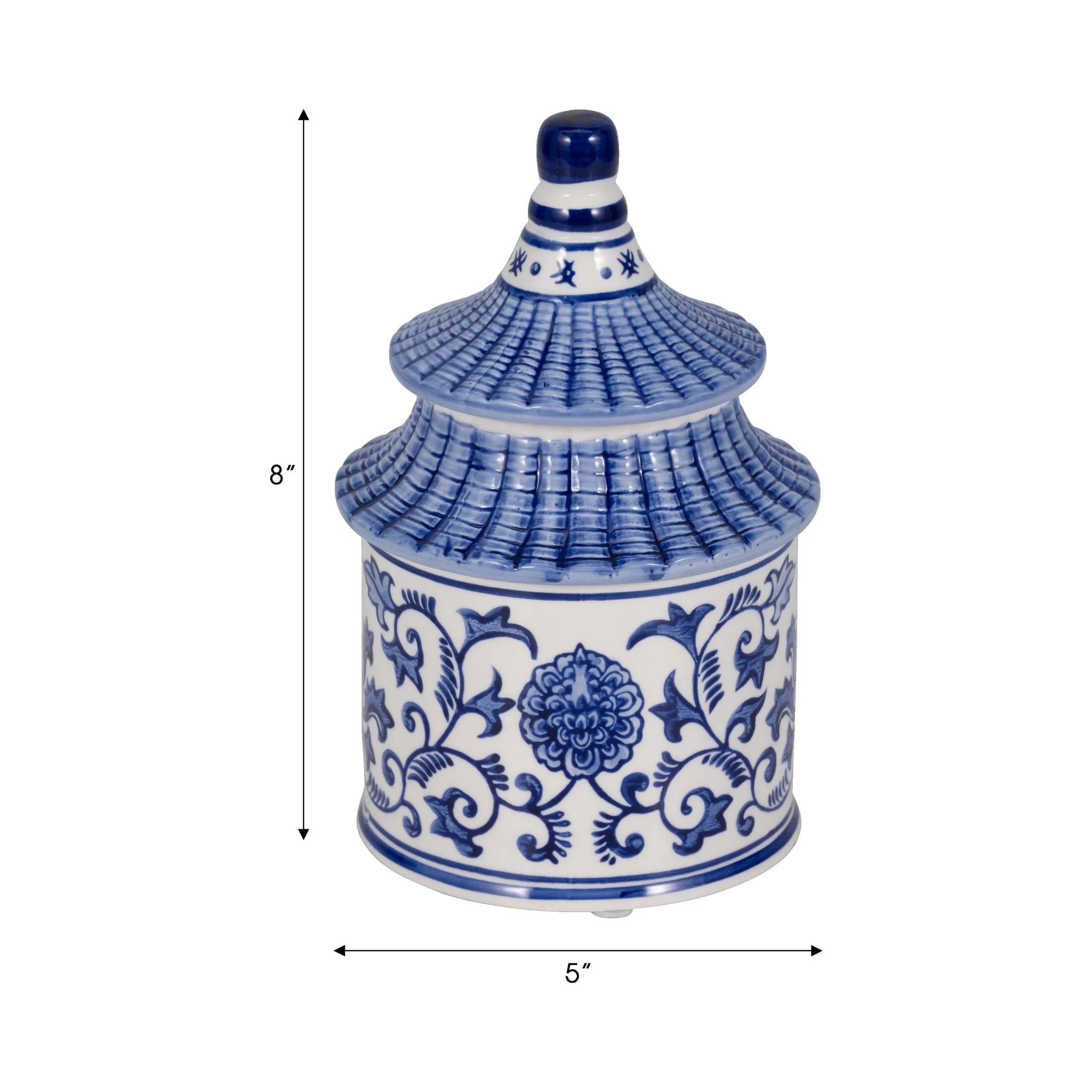 8" 9oz Plumeria Chinoiserie Pagoda Candle,blu/wht - Image 7
