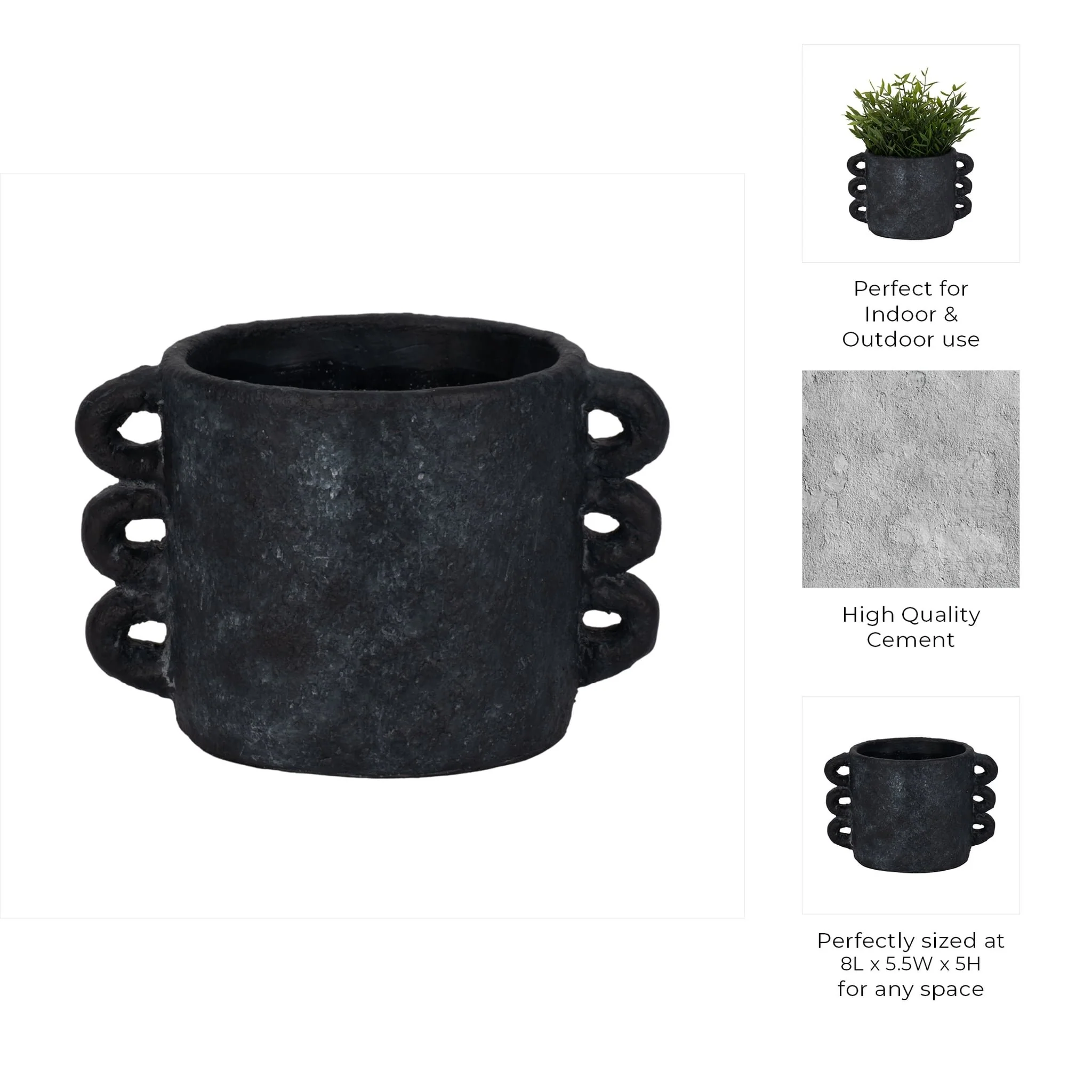 8" Arch Handle Planter, Black - Image 10